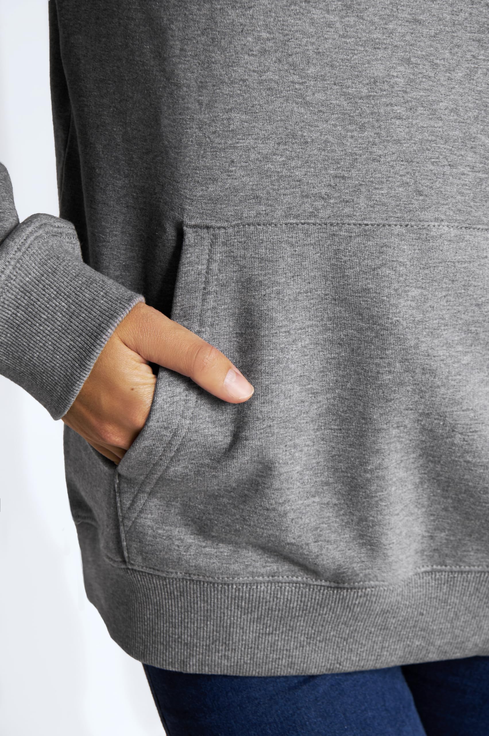 COMO 1907 - Felpa con Cappuccio - Colore Grigio Melange - con tascone Centrale - Ricamo Davanti a Spalla Sinistra - 100% Cotone - Made in Italy