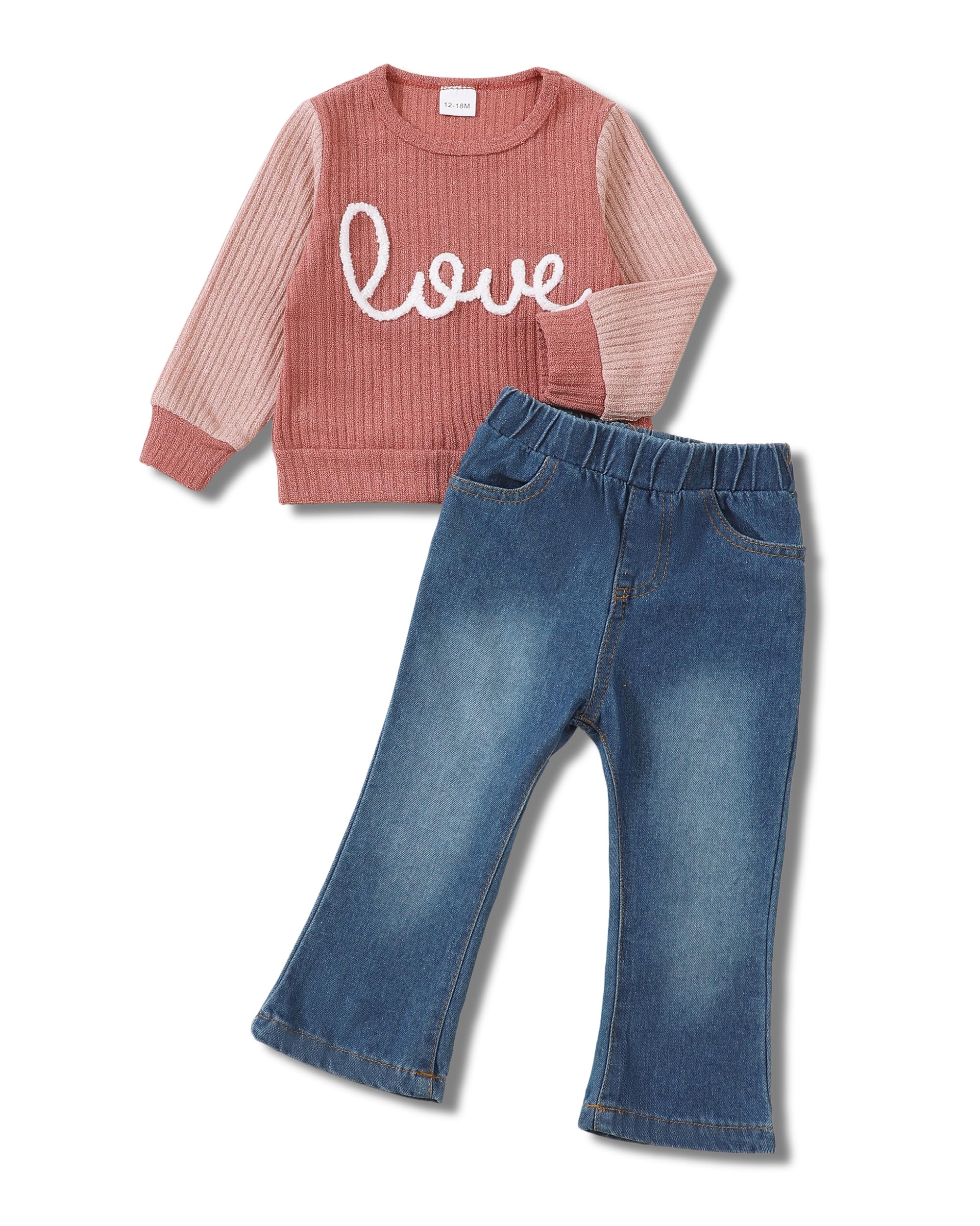 SODLON Baby Toddler Girl Clothes Sweatshirt Jeans Fall Winter Outfit 12M-5T