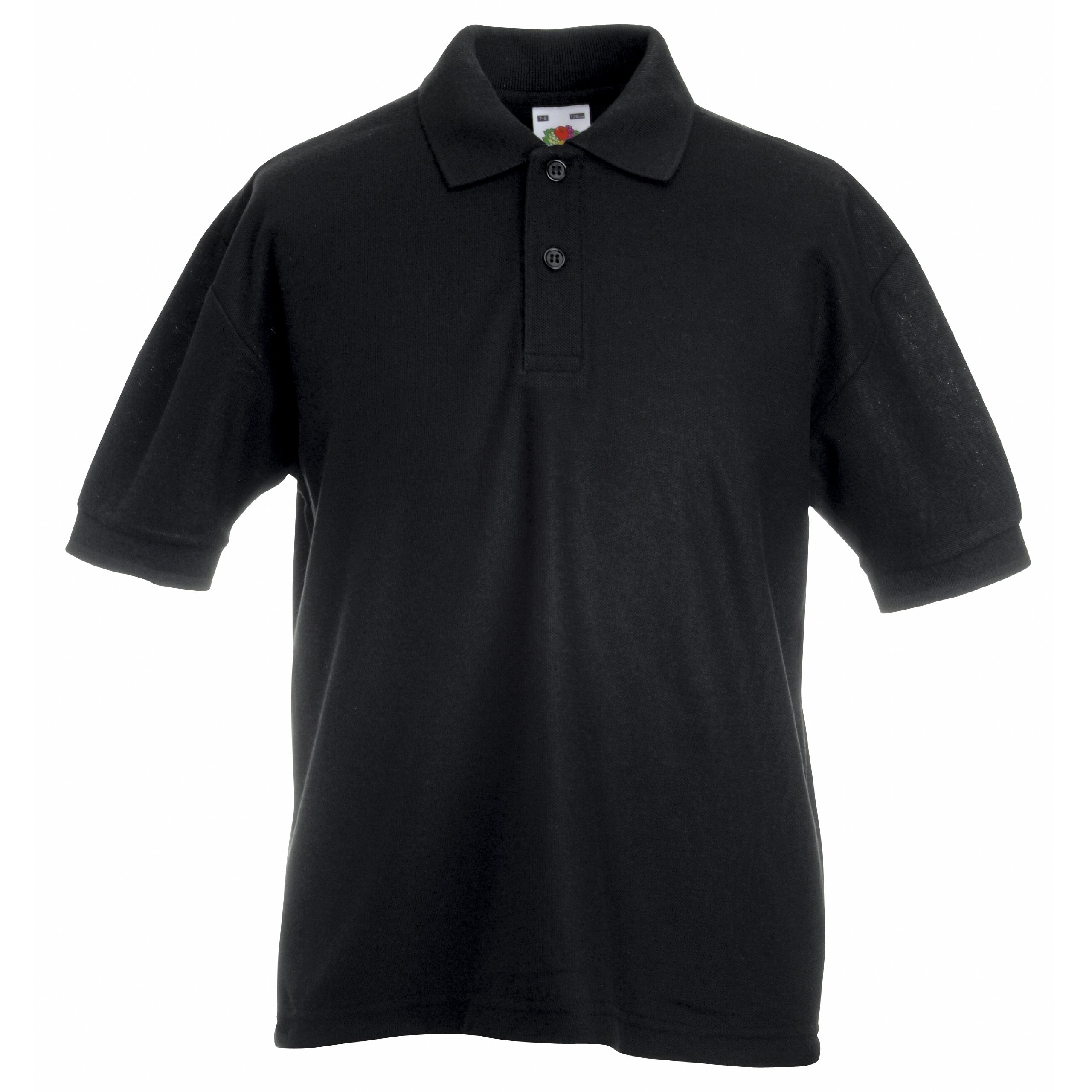Fruit of the Loom Polo de Manga Corta de piqué 65/35 para niños/niñas (12-13 Años) (Negro)