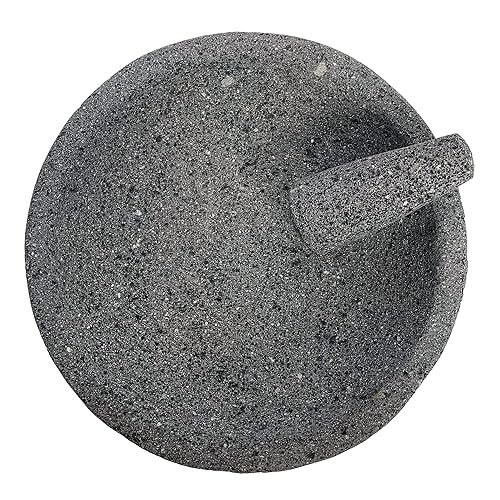 Miniatura 9 de The Curated Pantry Molcajete mexicano grande 12 pulgadas tallada a mano 100 piedra volcánica  Molcajete Mexicano de Piedra Volcanica Grande