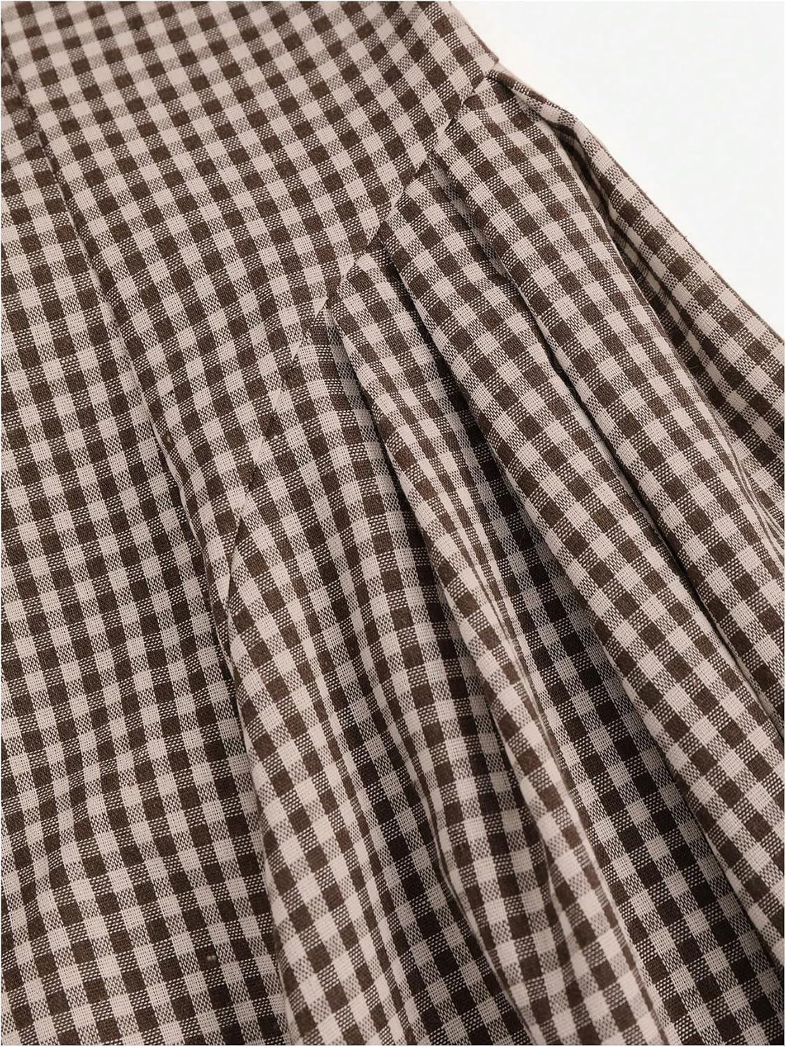 SweatyRocks Women's Vintage Plaid Dresses Bow Shoulder Checkered Boat Neck Ruffle A Line Dress - Image 4