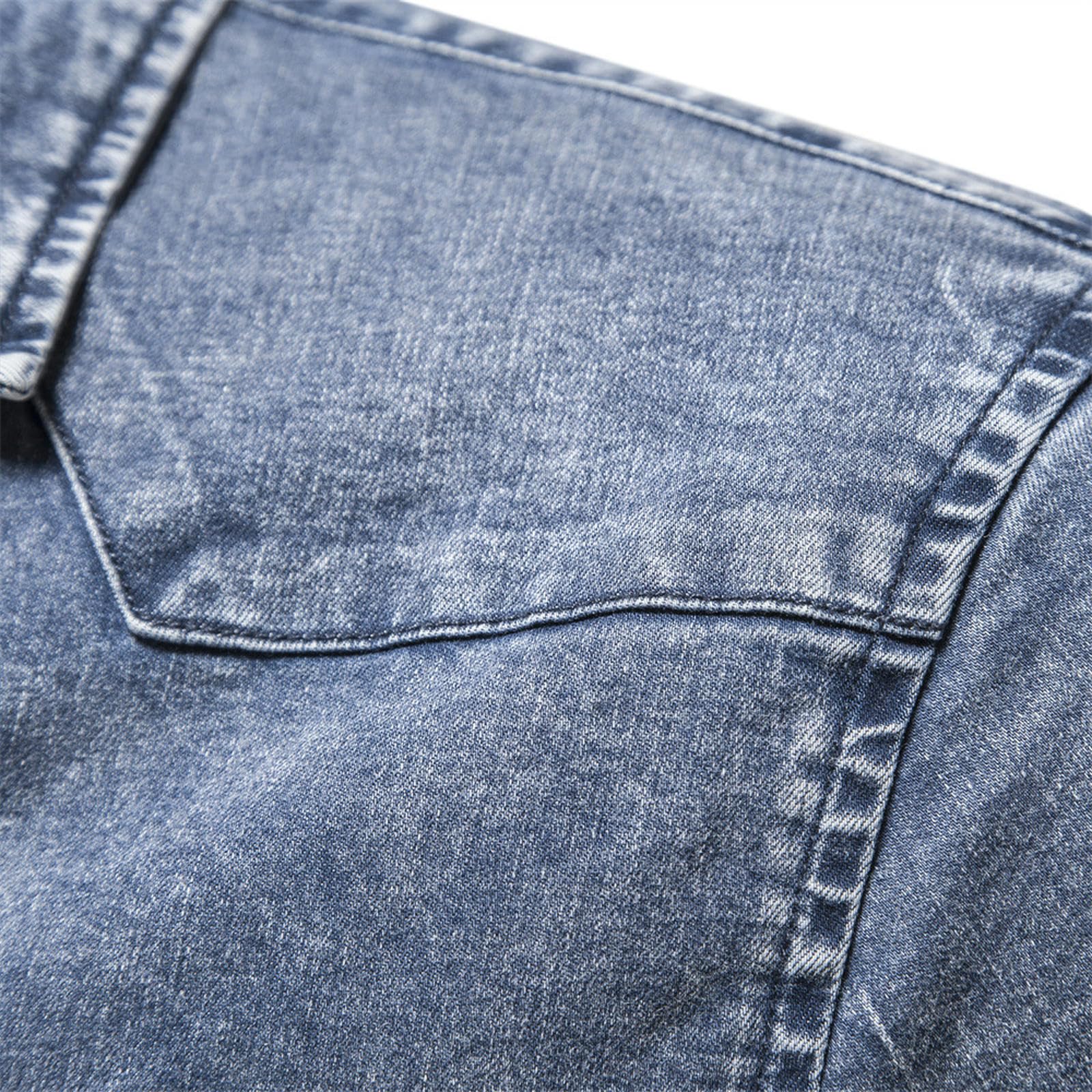 Camicia in Denim da Uomo Camicia Effetto Lavato Pesante da Uomo-Nero-S