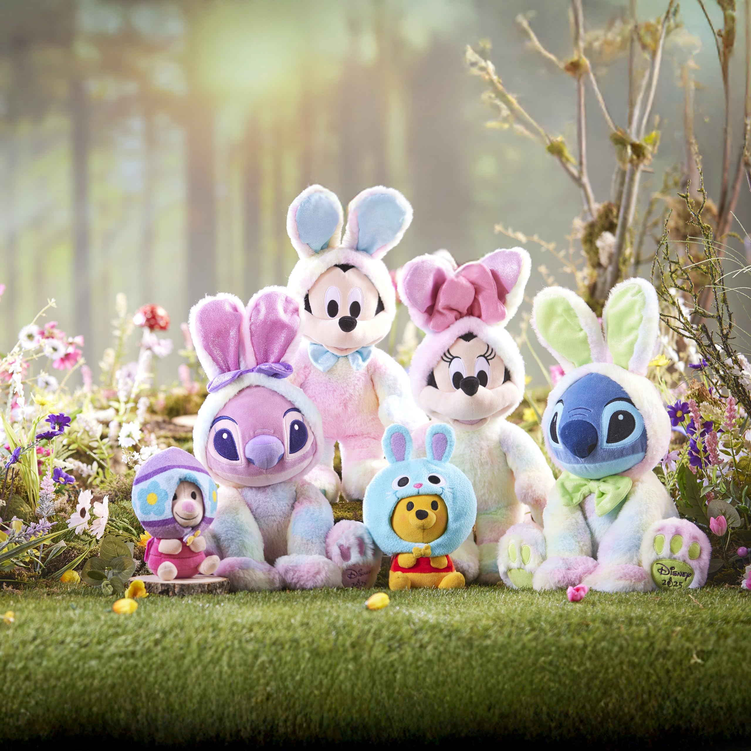 Disney Store Official Peluche pasquale Stitch, Lilo e Stitch, 45 cm, alieno peluche in costume da coniglio pasquale, finitura tie-dye e papillon, data Disney 2025", qualsiasi età, da 0 anni in su