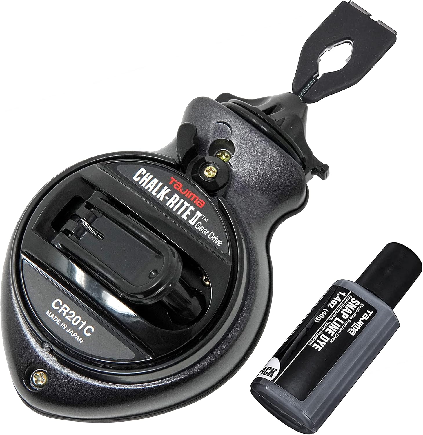 Tajima Chalk Line ChalkRite II Chalk Box with Extra Bold 1mm Snap Line & Five Gear Quick