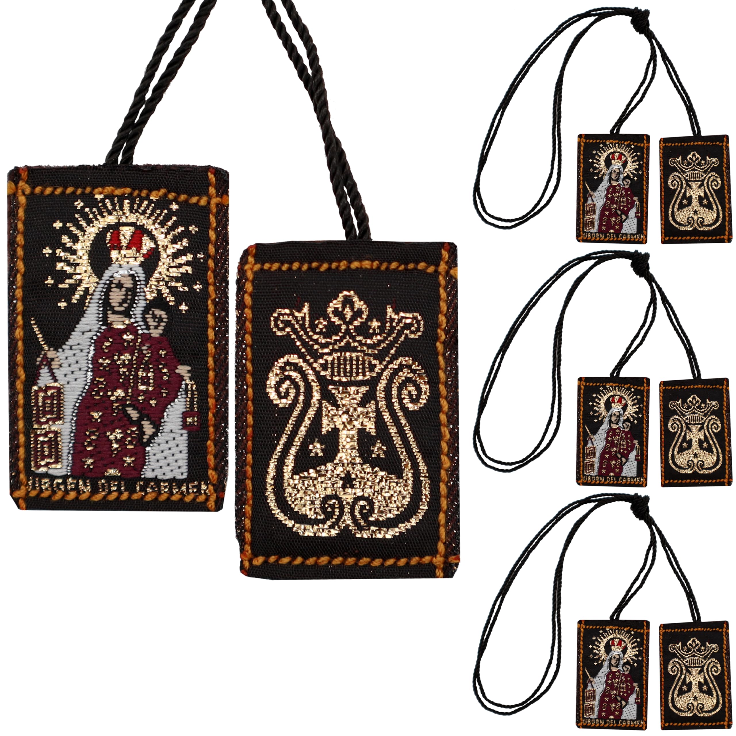 Tierra EspirituosaTierra Espirituosa Escapulario de la Virgen del Carmen Pack of 3 Escapulario Catolico Brown Scapular of Our Lady of Mount Carmel Scapular Necklace Carmel Scapular Catholic Scapular Brown Scapulars