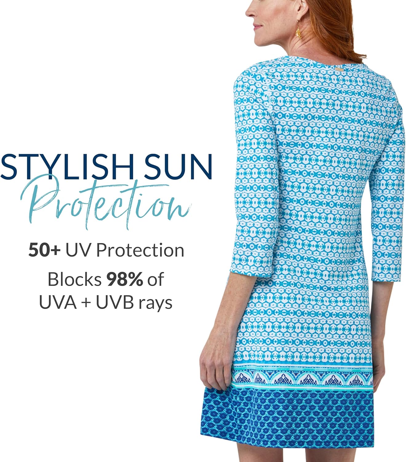 Cabana Life Shift Dress, UPF 50+ Sun Protection Casual Dress, Boat Neckline, Quarter Sleeve, Womens Fashion - Image 4