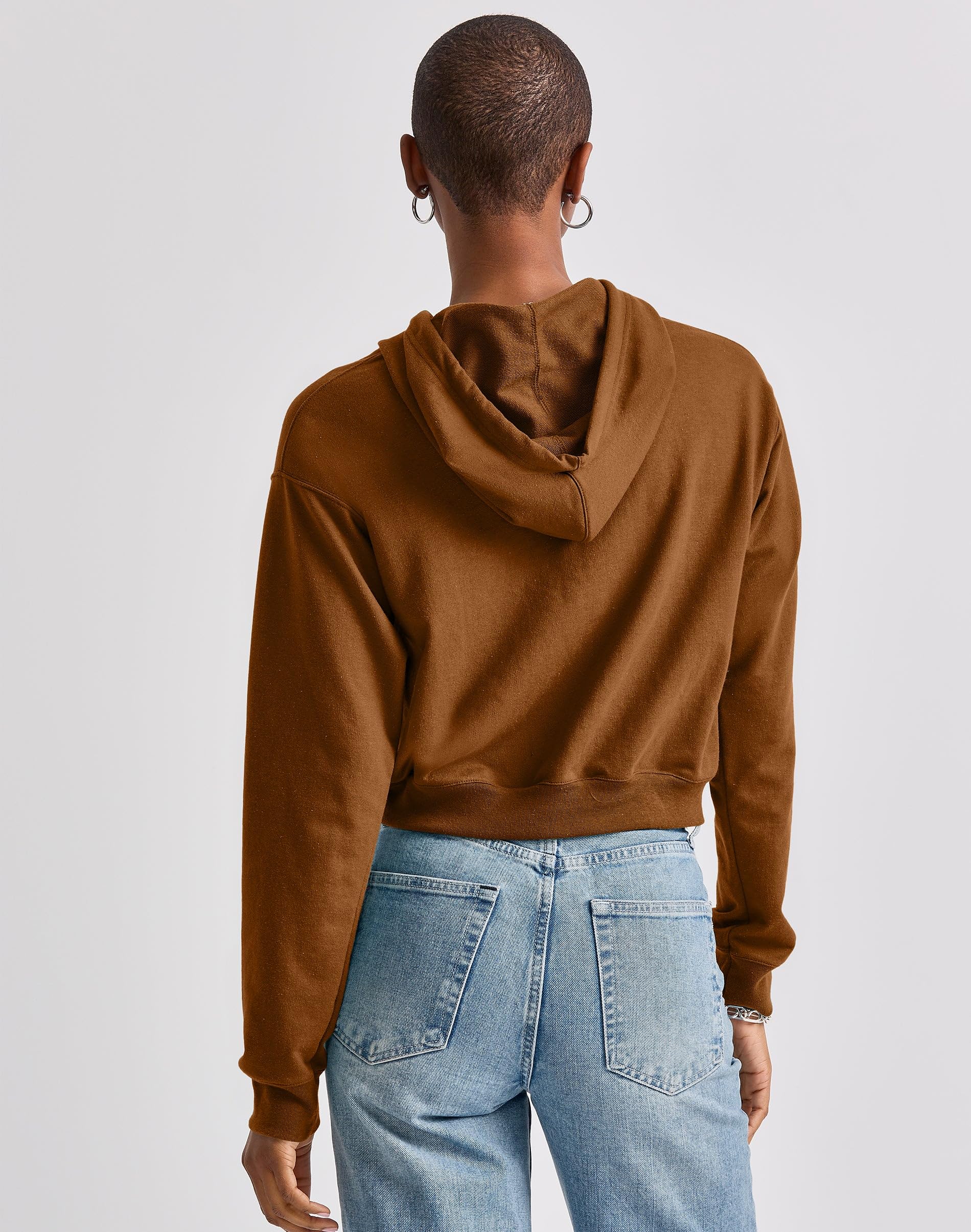 Hanes Damski Originals sweter Cropped Hoodie French Terry Hooded bluza z kapturem, jasnoróżowy, L
