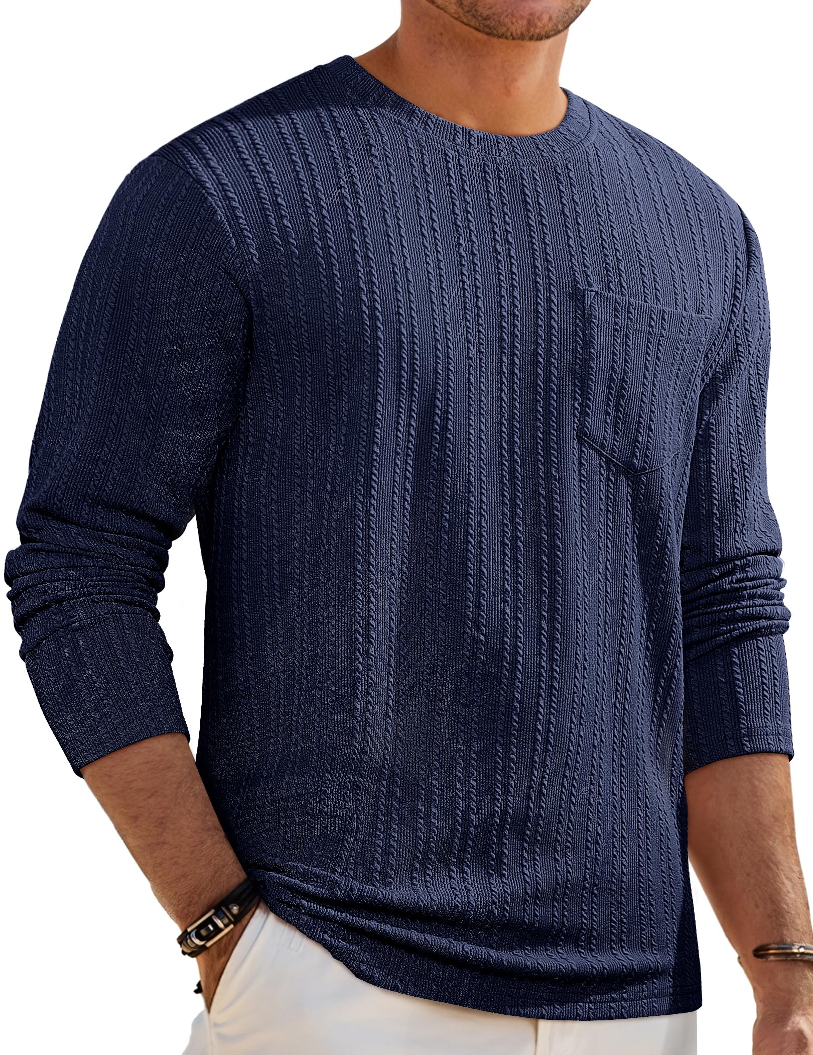 – Men's Jumpers Spring Summer Crew Neck Pullover Men Soft Sweater Lightweight Classic Jumpers Long Sleeve