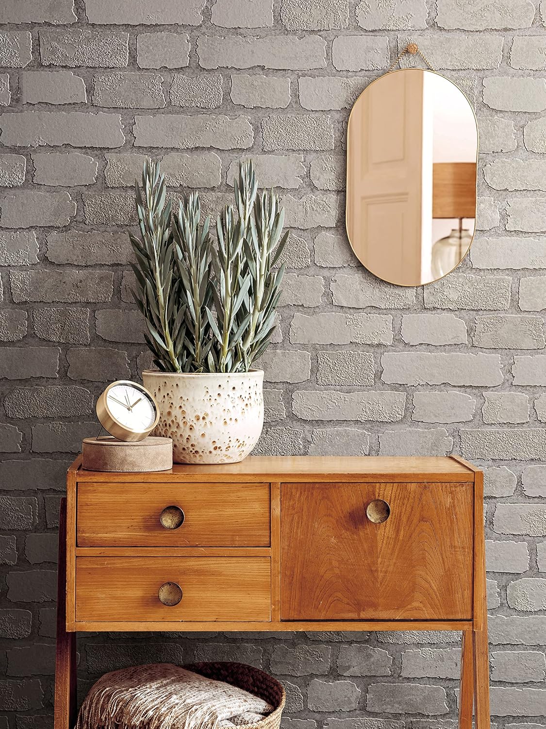 Marburg Brick Stone White Wallpaper for Living Room, Bedroom, Kitchen Non-Woven 100% Made in Germany Premium Quality 58411