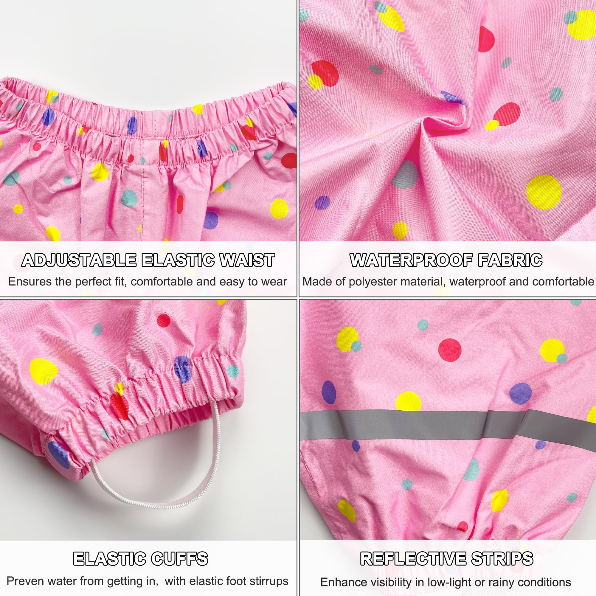 Fewlby Pantaloni Impermeabili Bambino, Pantaloni Antipioggia Ragazze Ragazzi Leggero Pantaloni Pioggia Tuta Impermeabile, 1-2 Anni