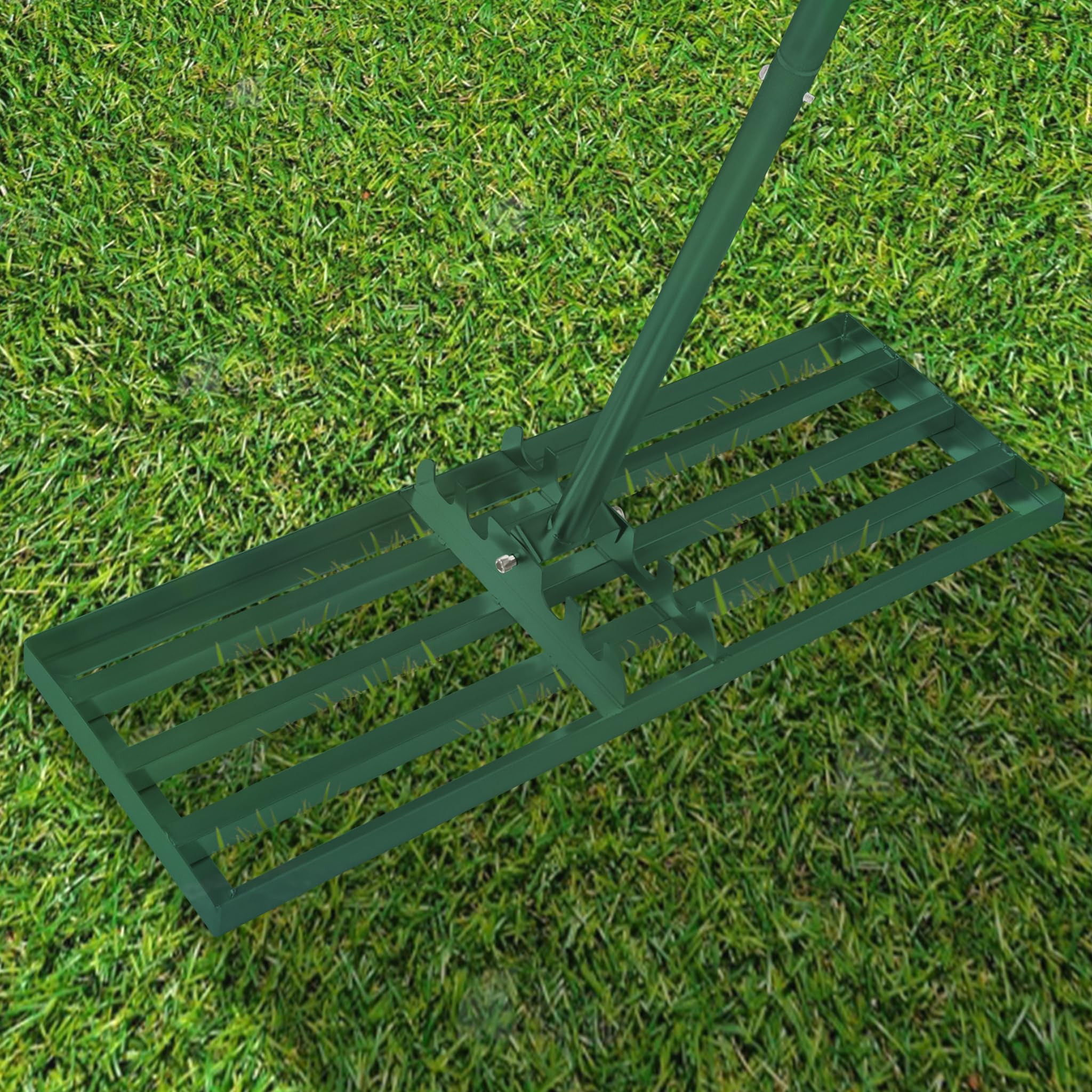 Aufun Raschietto per prato Leveling Rake Golf professionale con lunghezza regolabile manico per campo da golf, giardino, cortile (25 x 75 cm)