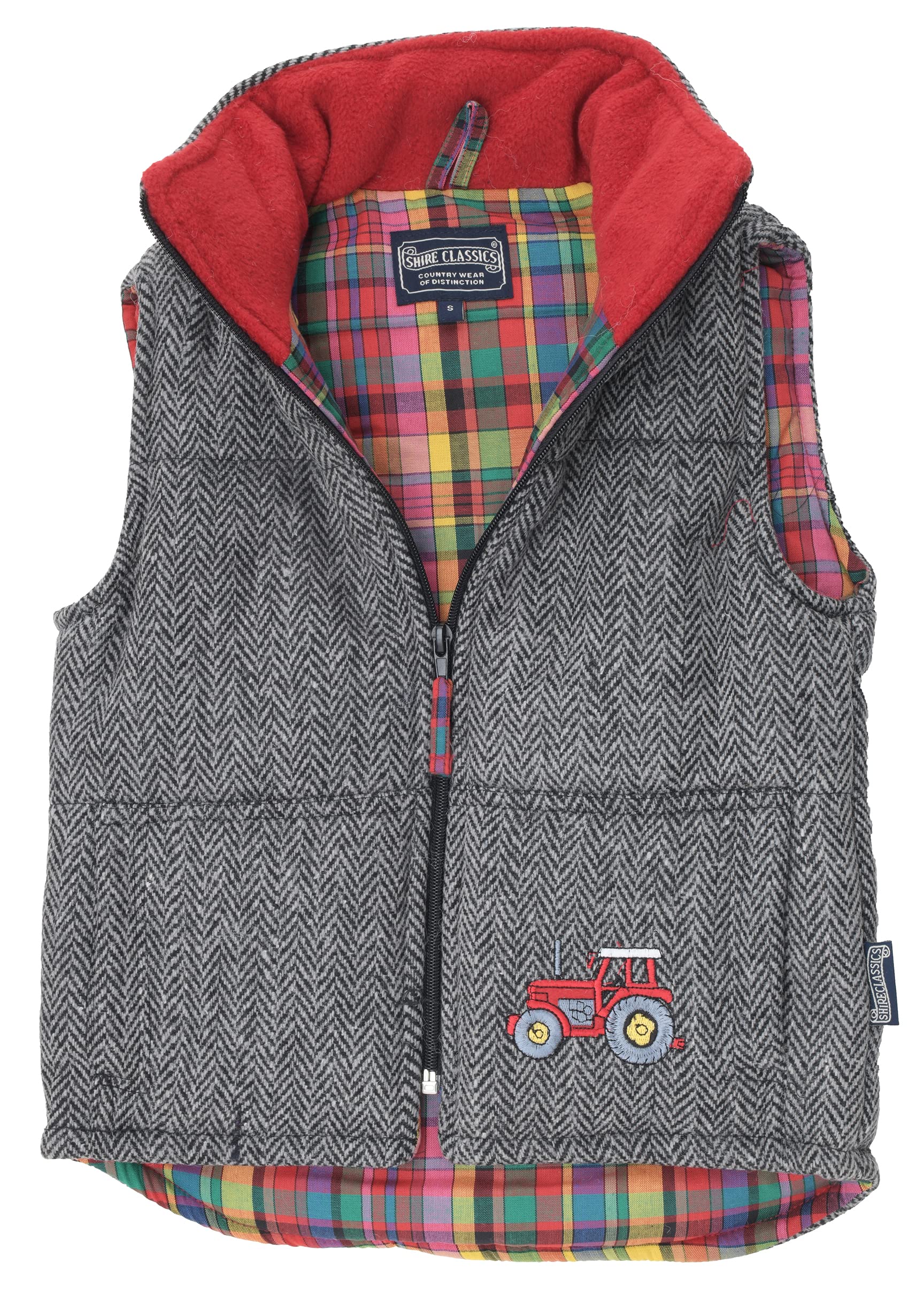 Lambland Boys Grey ’ Tweed-Style Tractor Embroidered Gilet Body Warmer – Stylish And Practical Sleeveless Jacket For Kids (Uk, Age, 5 Years, 6 Years, Regular, )