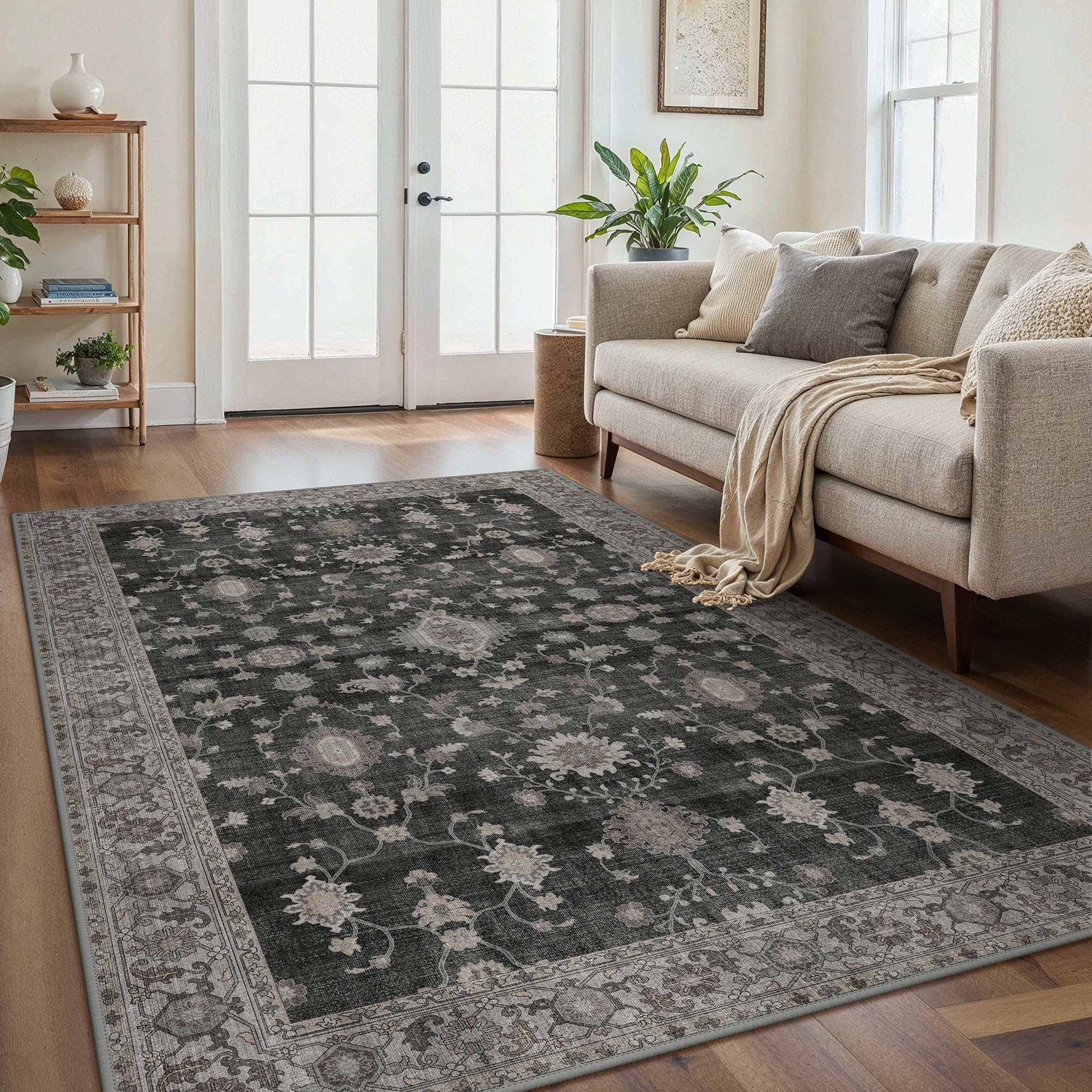 GENIMO Teppich Wohnzimmer Vintage Orientalischer rutschfest & Waschbare | Boho Vintage Orientalischer Teppiche, Kurzflor Wohnzimmerteppich, Rutschfest Carpet, für Schlafzimmer, Esszimmer, Büro