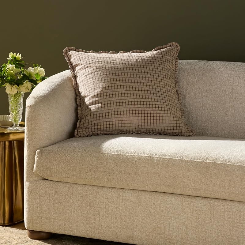 Loloi Chris Loves Julia Dinah Mushroom 22'' x 22'' Cover Only Pillow | PCJ0012 Approx. 22"x22" Grey, Sophisticated, Pillow