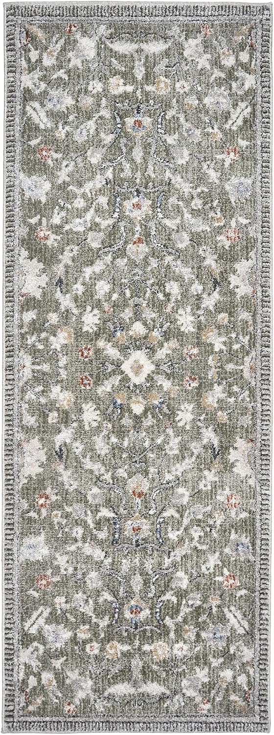 Gertmenian Heritage Botanica Rug - 2x7 Runner, Traditional, Soft, Durable, Easy Cleaning & Ideal for High Traffic Areas in Living Room, Bedroom, Entryway - Ramboz Green, 23189