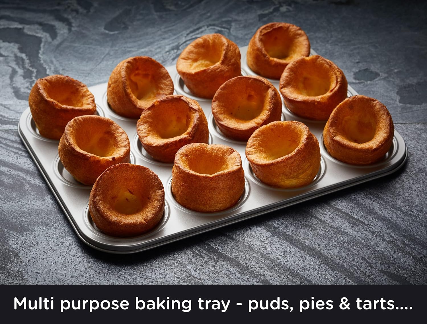 Wrenbury 12 Cup Yorkshire Pudding Tray Shallow, Non Stick Heavy Gauge Carbon Steel Baking Tin - Image 5