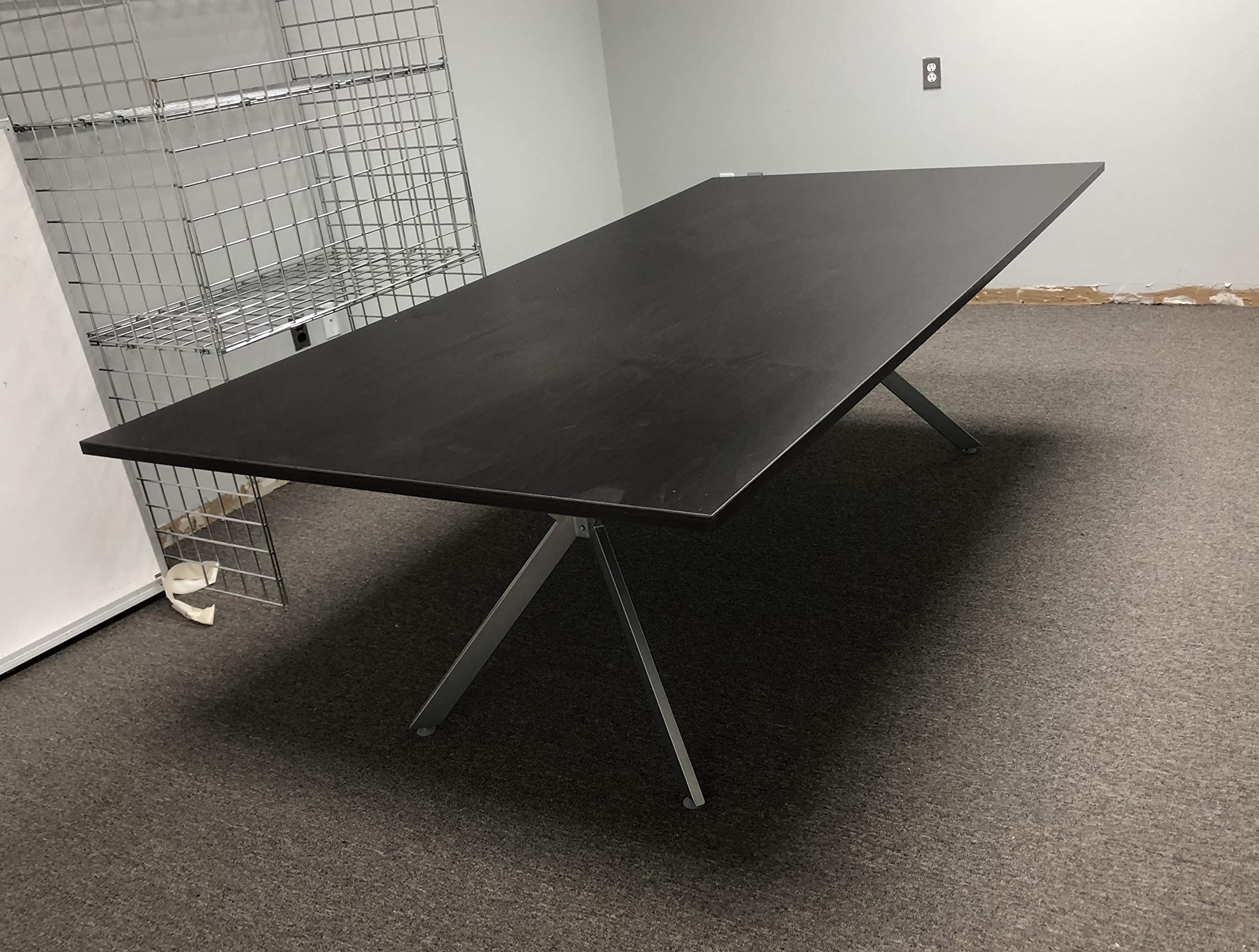 DFS Designs tech Conference Table 8ft by 4ft in Black with mat Silver X Base