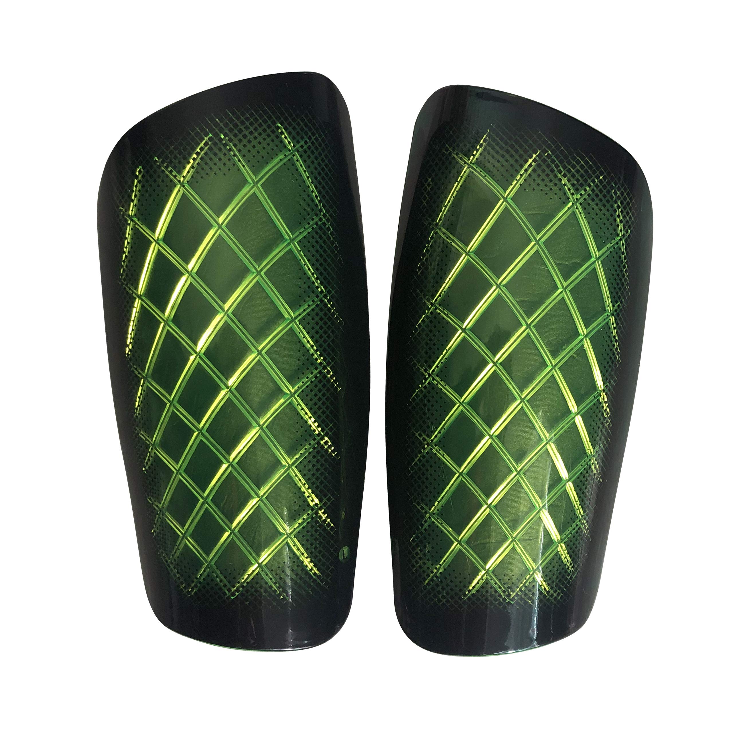 Slip-in Soccer Shin Guards - Breathable Shin Protective Pad Players | Soft, Comfortable Sports Leg Padding Protection for Men or Women Active Athletes | 1 Pair by Sarson (Green, Adult)