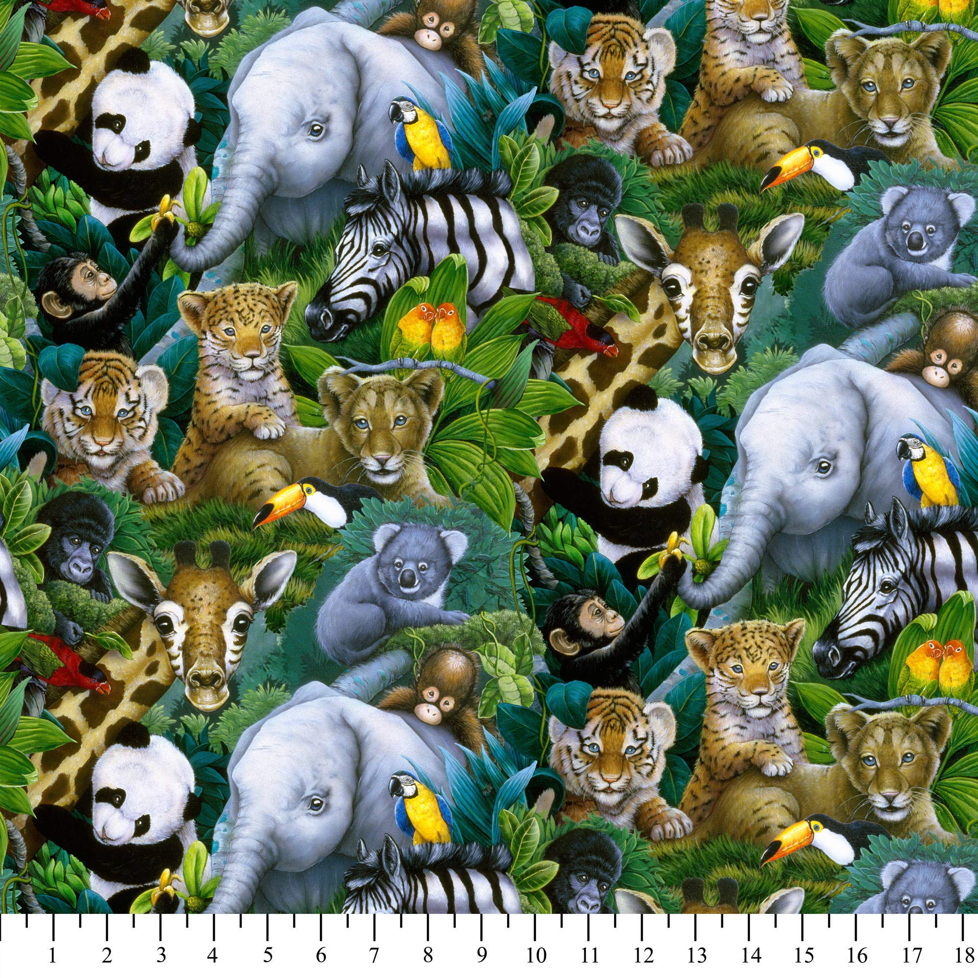 Jungle Safari Animals Cotton Fabric by The Yard Buy Online in United