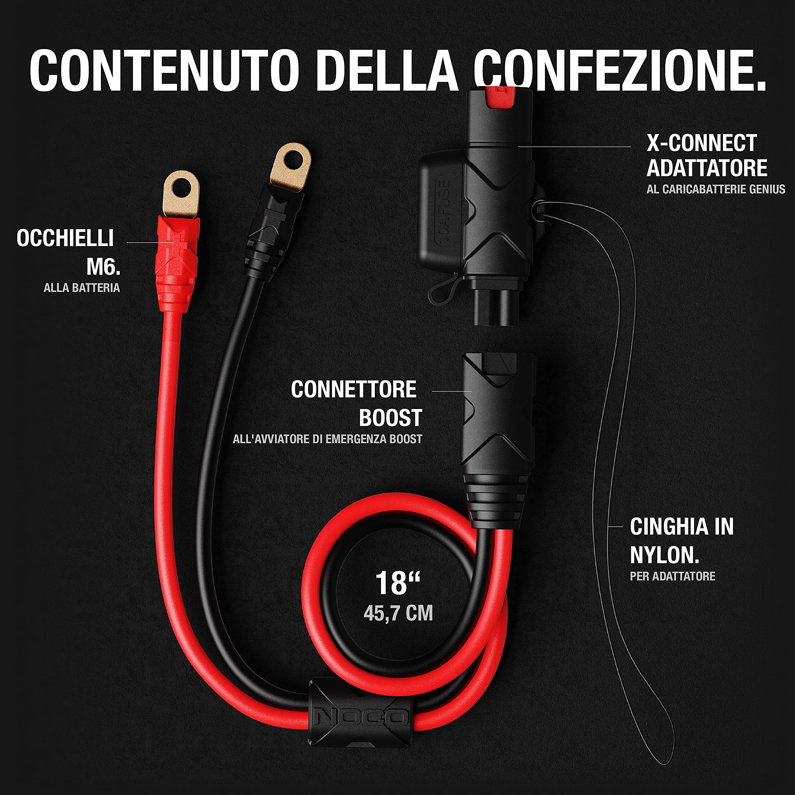 NOCO GBC007 Cavo di Prolunga con Adattatore X-Connect da 47 Centimetri per Dispositivi di Avviamento di Emergenza Boost UltraSafe al Litio GB20, GB40, GB50 e GBX45