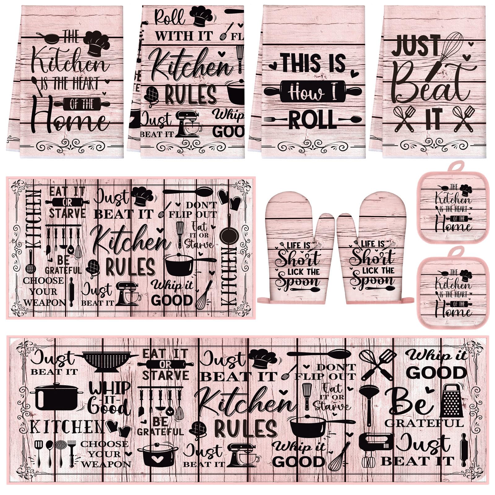 Fourluoo Kitchen Towels & Oven Mitts Set - Farmhouse Decor -31