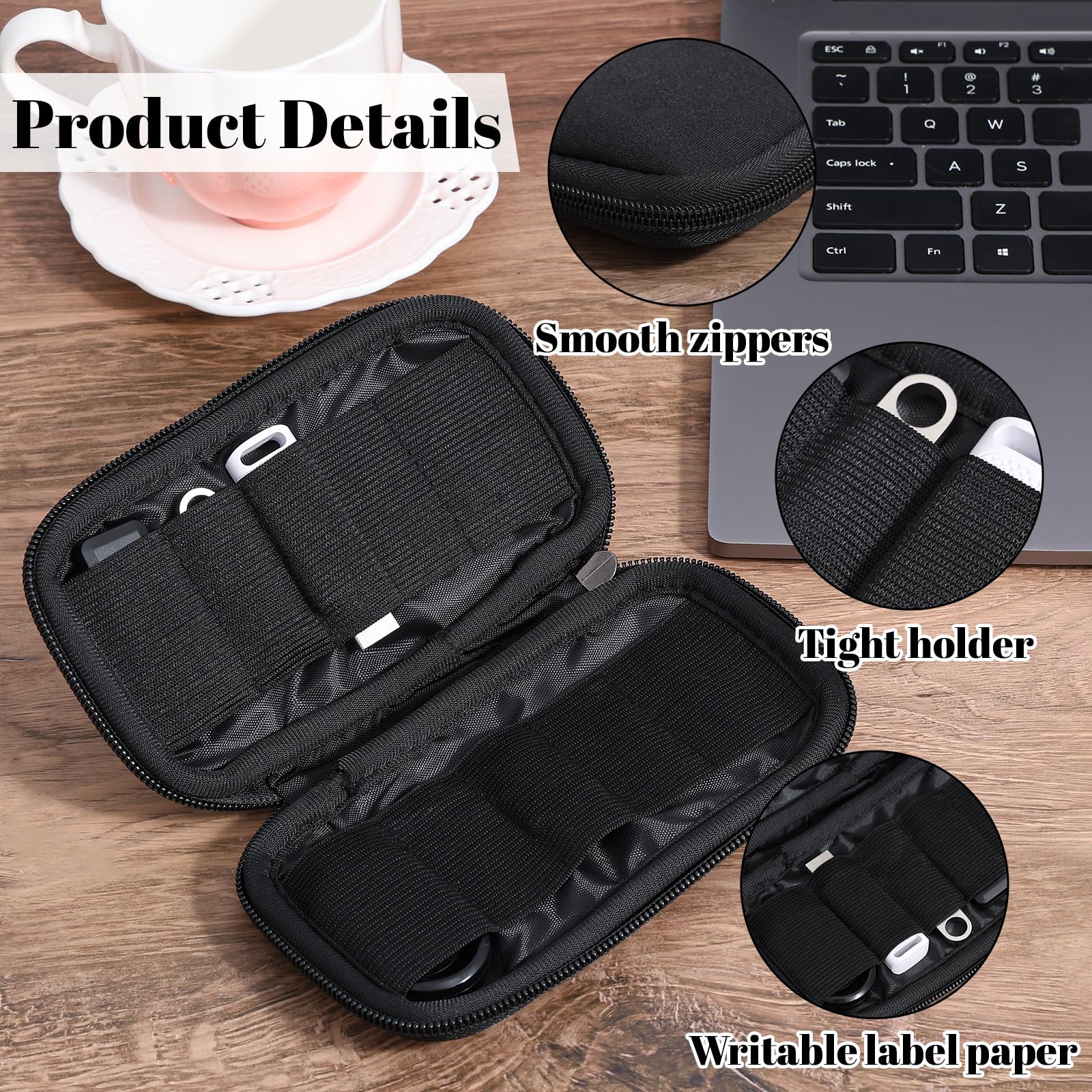 Ouligay Torba do przechowywania pamięci USB z 10 gniazdami, mały organizer na pamięć USB, czarny pojemnik do przechowywania pamięci