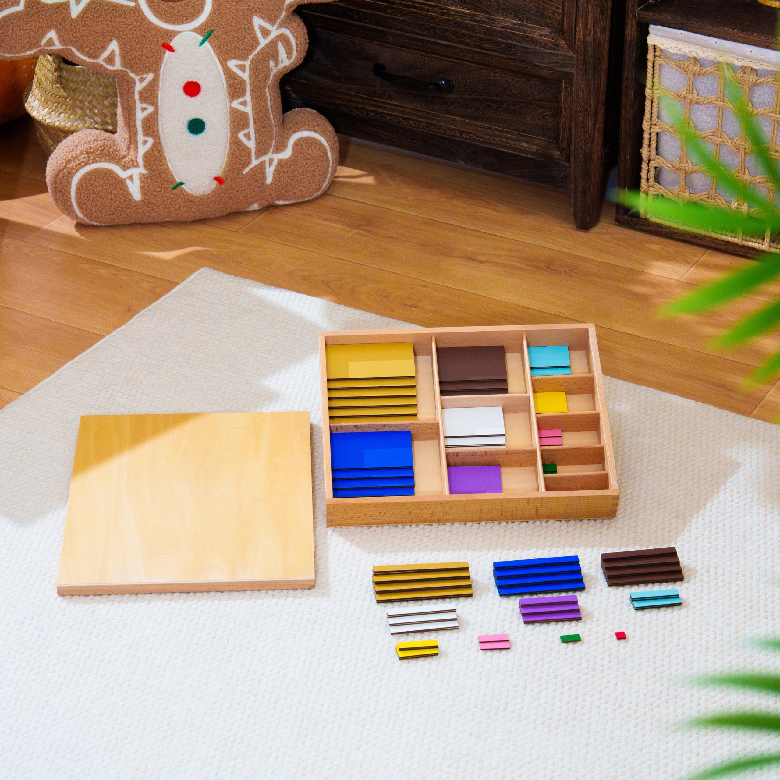 Montessori materiały matematyczne – drewniana zabawka edukacyjna do liczb i liczb, przedszkola i szkoły podstawowej, domowej i klasy od 3 lat (kwadraty dekanomialne Montessori)