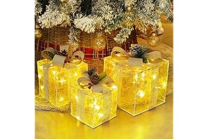 Pre-Lit Christmas Gift Box Decorations for Under Tree