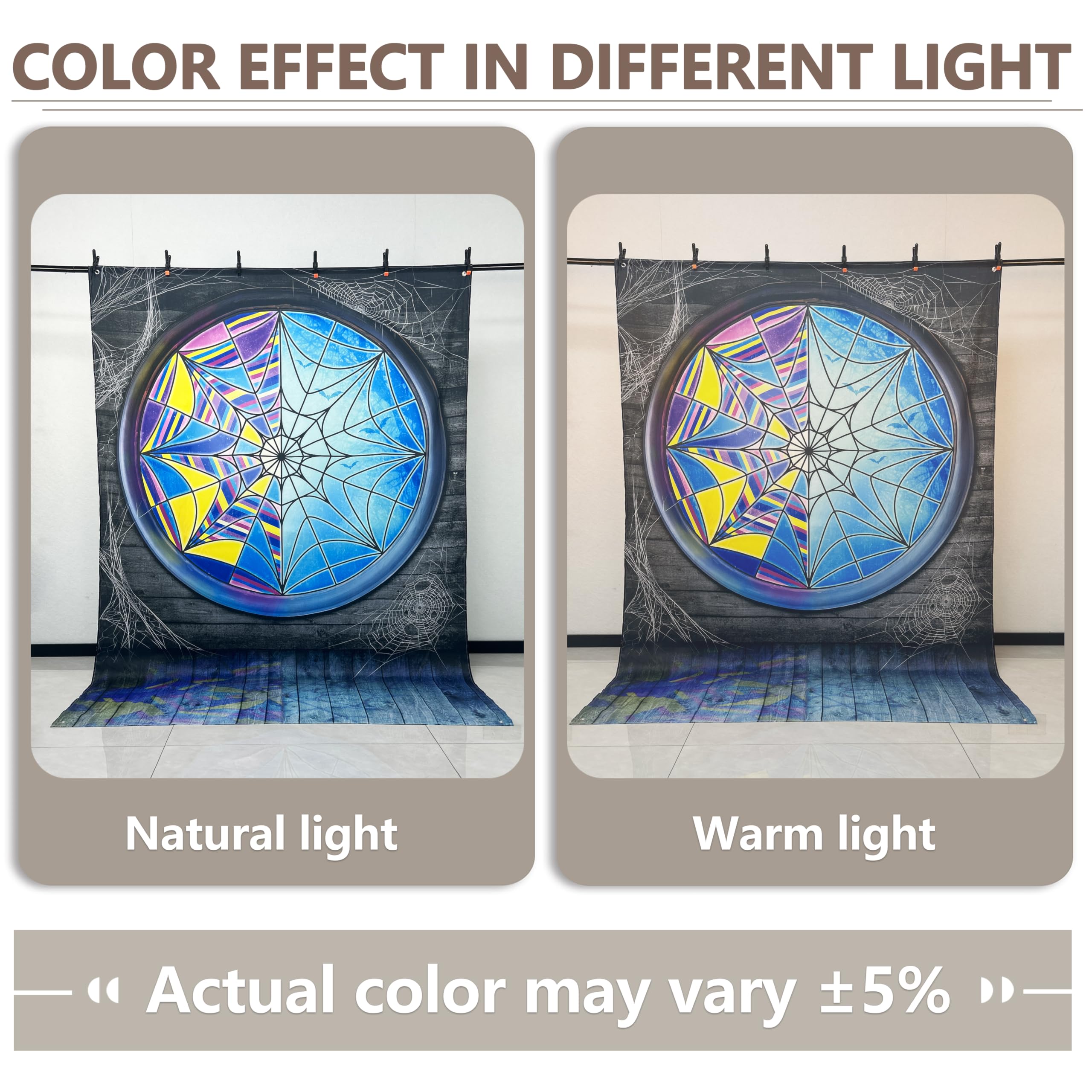 Yriujul Fabric 5x7ft Halloween Spider Web Window Photography Backdrop Horror Moon Night Vampire Gothic Background Kids Party Decorations Boys Girls Photo Props