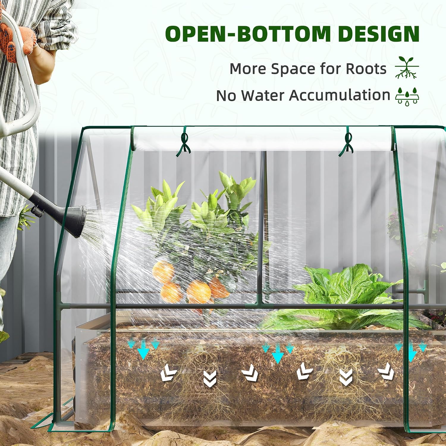 Outsunny 4 x 3 x 3ft Raised Garden Bed with Mini Greenhouse, Galvanized Raised Garden Bed with Cover for Herbs and Vegetables, Small Greenhouse for Patio Garden Balcony, Clear and Gray