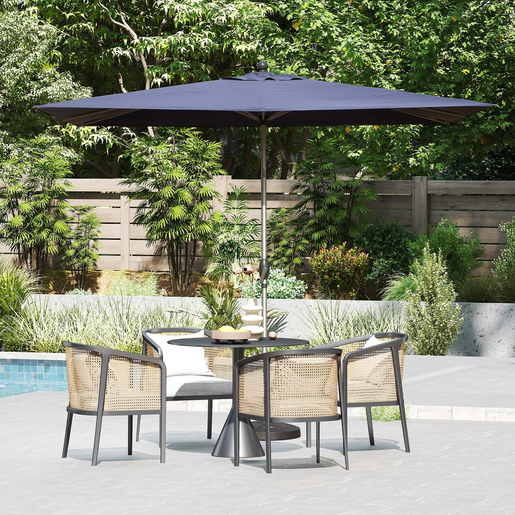 Domi 6.5' x 10' Rectangular Patio Umbrella Outdoor Table Umbrella with 8 Sturdy Ribs & Tilt, Aluminum Market Umbrella UV Protection Waterproof Sun