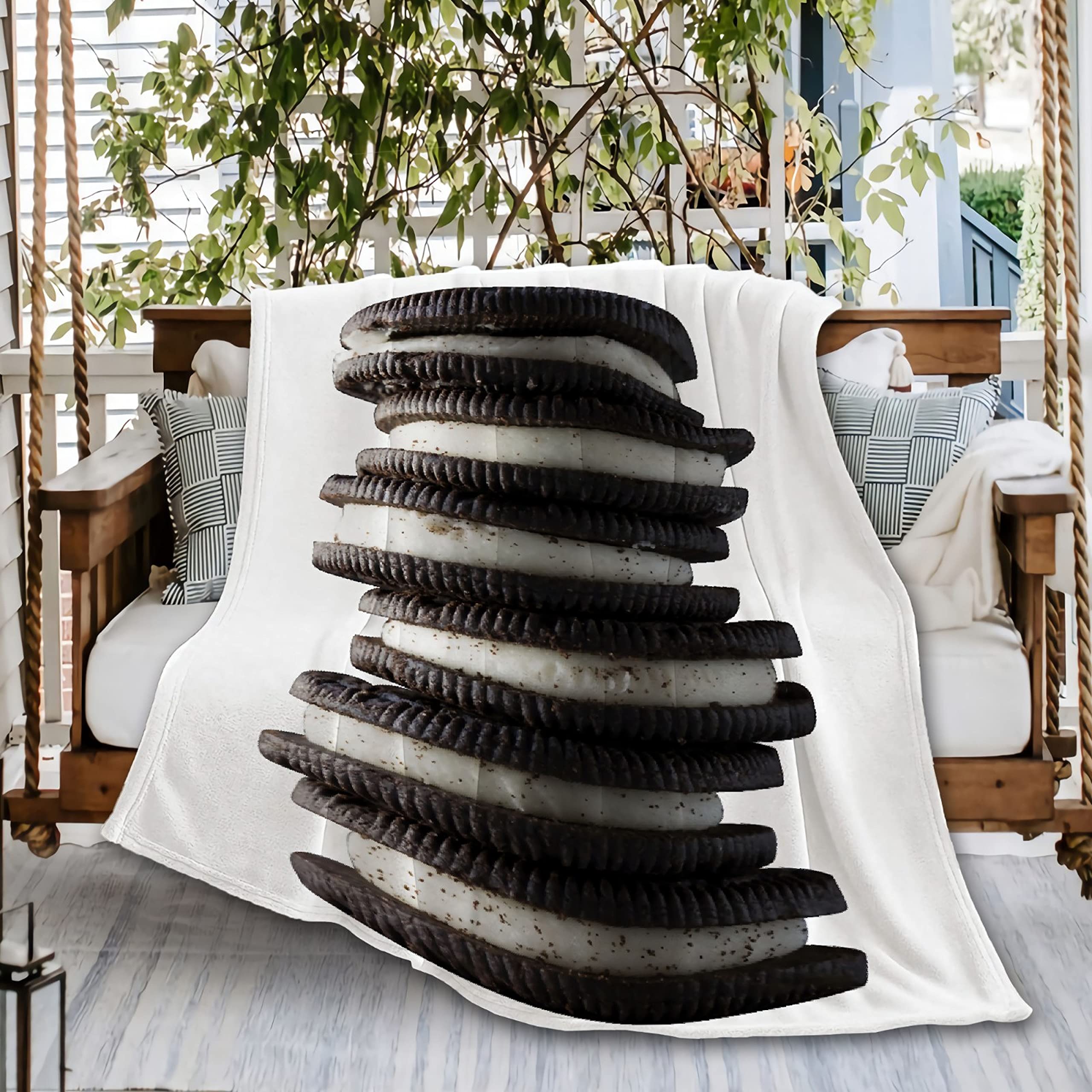 Chocolate Cookies and Cream Stack Dessert Biscuits Food Ultra Soft Flannel Fleece Throw Blankets, Microfiber Comforter Outdoor Moving Cover for Beach Picnic Couch 30x40In Toddler Kids