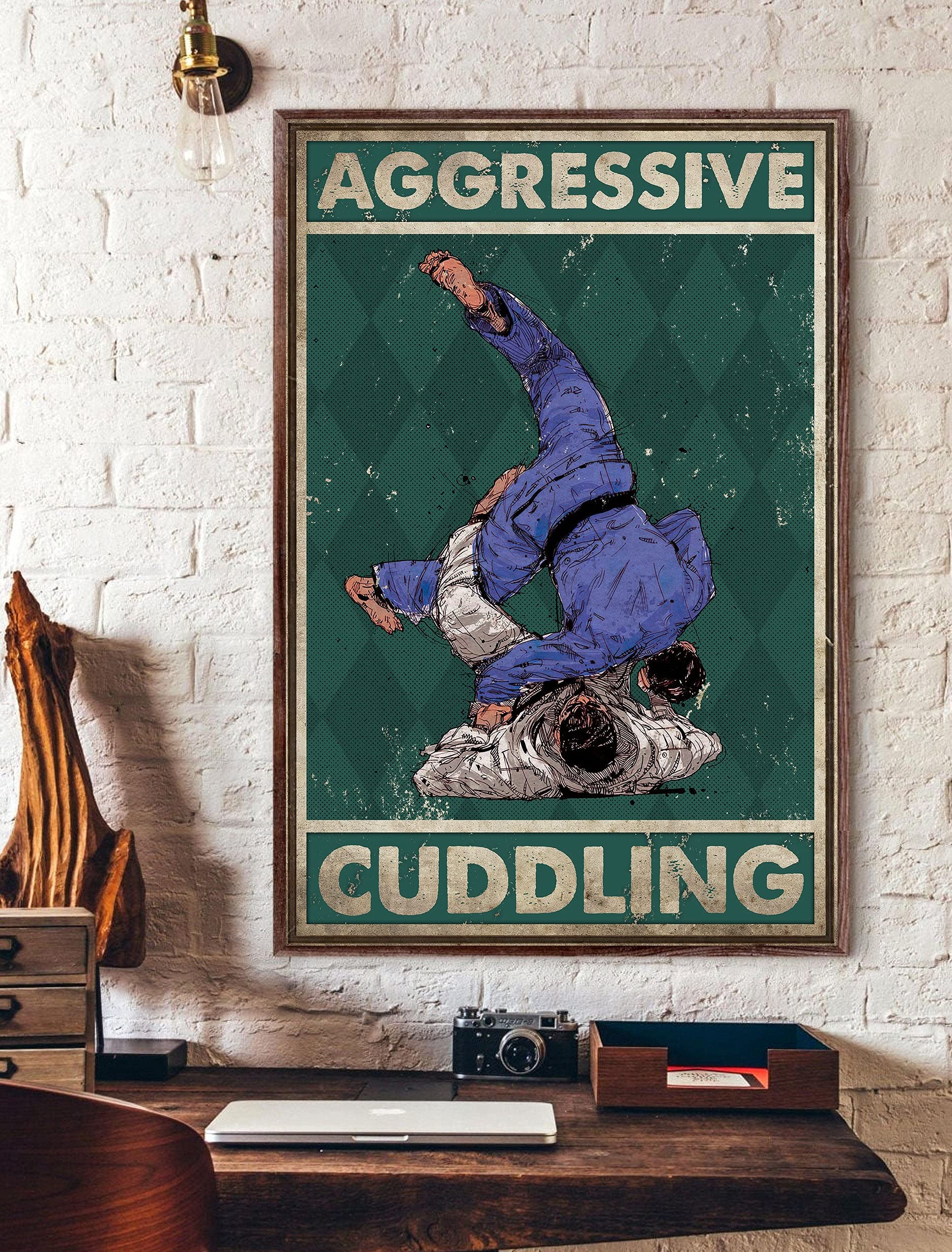Inga Green Aggressive Cuddling Jiu Jitsu Poster Best Gift For Jiu Jitsu Lover Vintage Jiu Jitsu Poster Vintage Jiu Jitsu Metal Sign For Home Kitchen Wall Decor 8X12 Inches