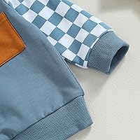 Vista 5 de Conjunto de sudadera de manga larga a cuadros para bebé niño para otoño e invierno