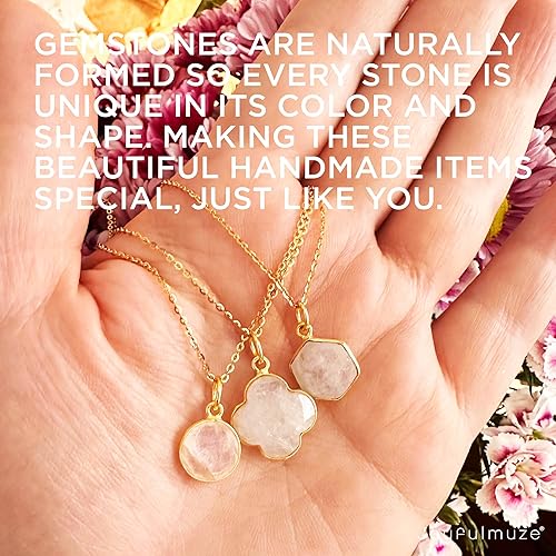 Miniatura 6 de Collar con colgante redondo, piedras preciosas naturales, labradorita, piedra lunar arcoíris, cristal, cuarzo rosa, amatista, citrino, plata de ley