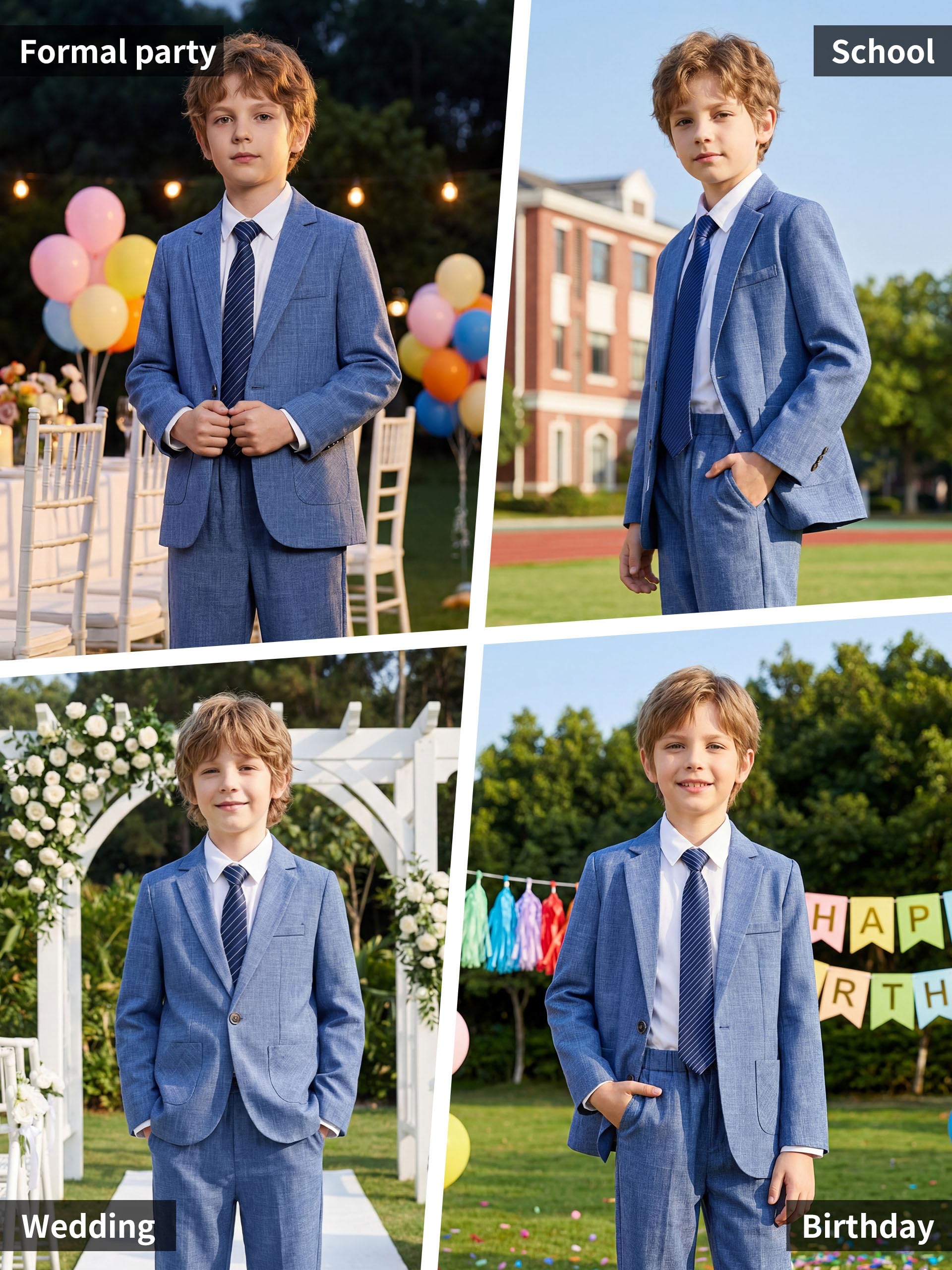 LOLANTA Costume Enfant, Ensemble 2 Pièces Garçons Tenues de Fête de Mariage Blazer et Pantalon, Tenue de Bal, 3-13 Ans