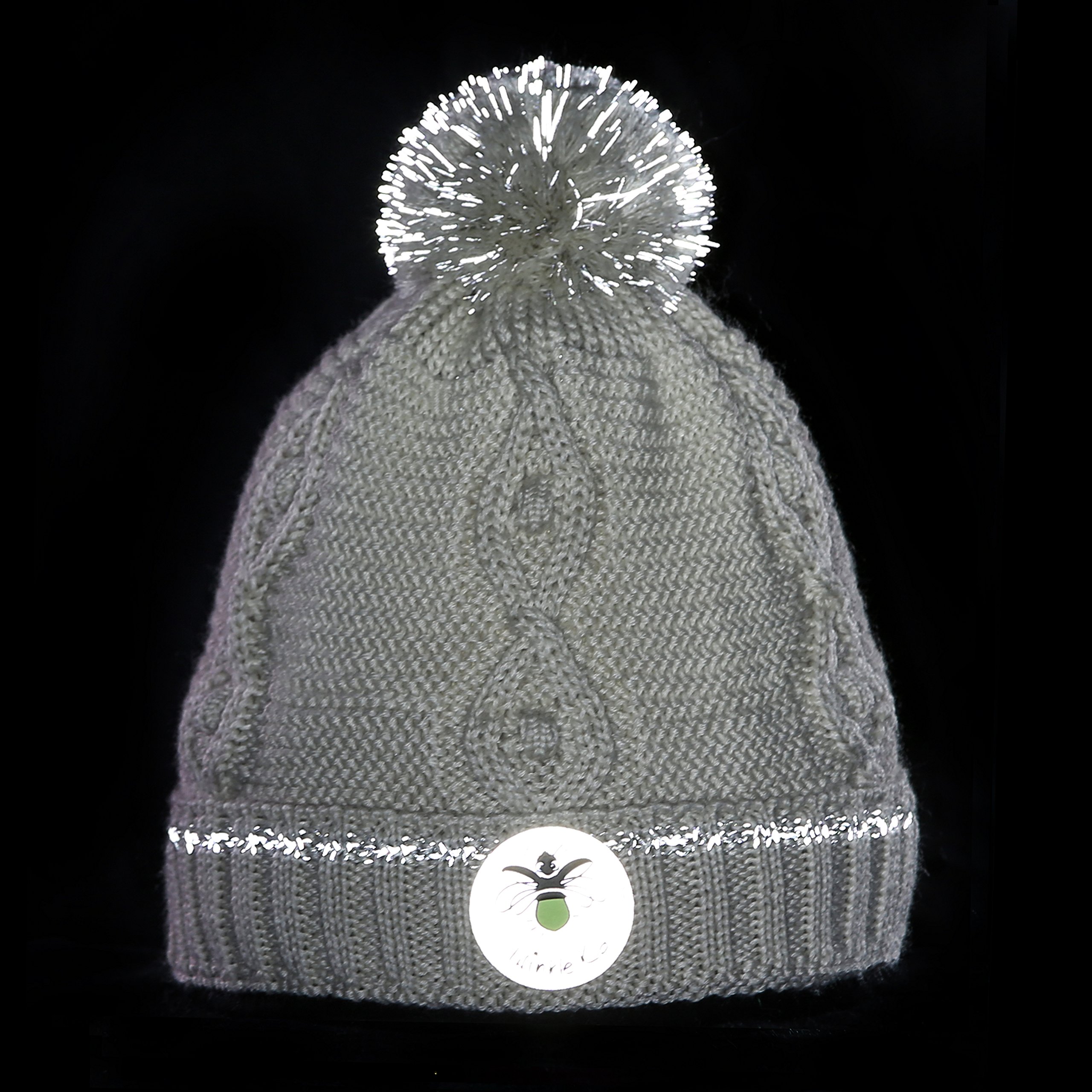 Twinkle Kid - Dziecięca czapka odblaskowa - pompon świecący czapka zimowa Whisper White