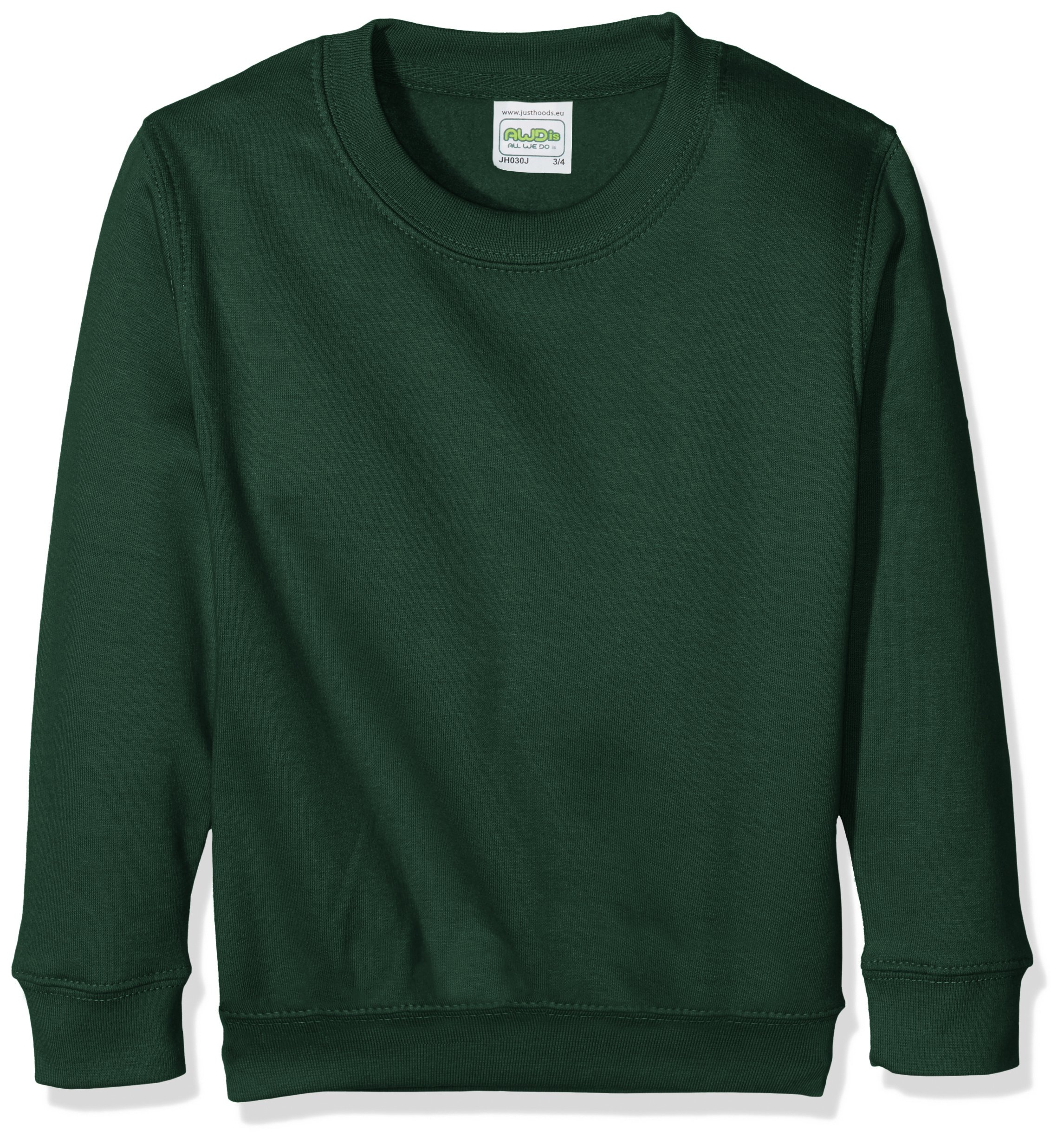 AWDis Boy's Kids Sweatshirt , Green (Bottle Green), Medium