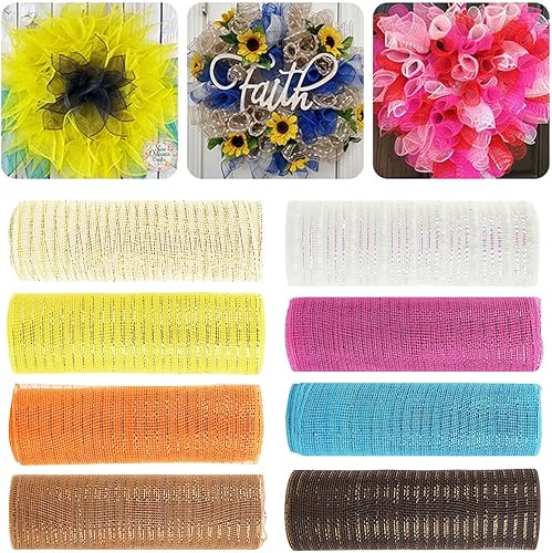 Miniatura 4 de Cinta de malla metálica con purpurina de 10 yardas, para manualidades de Navidad, envoltura, coronas y decoración de árboles