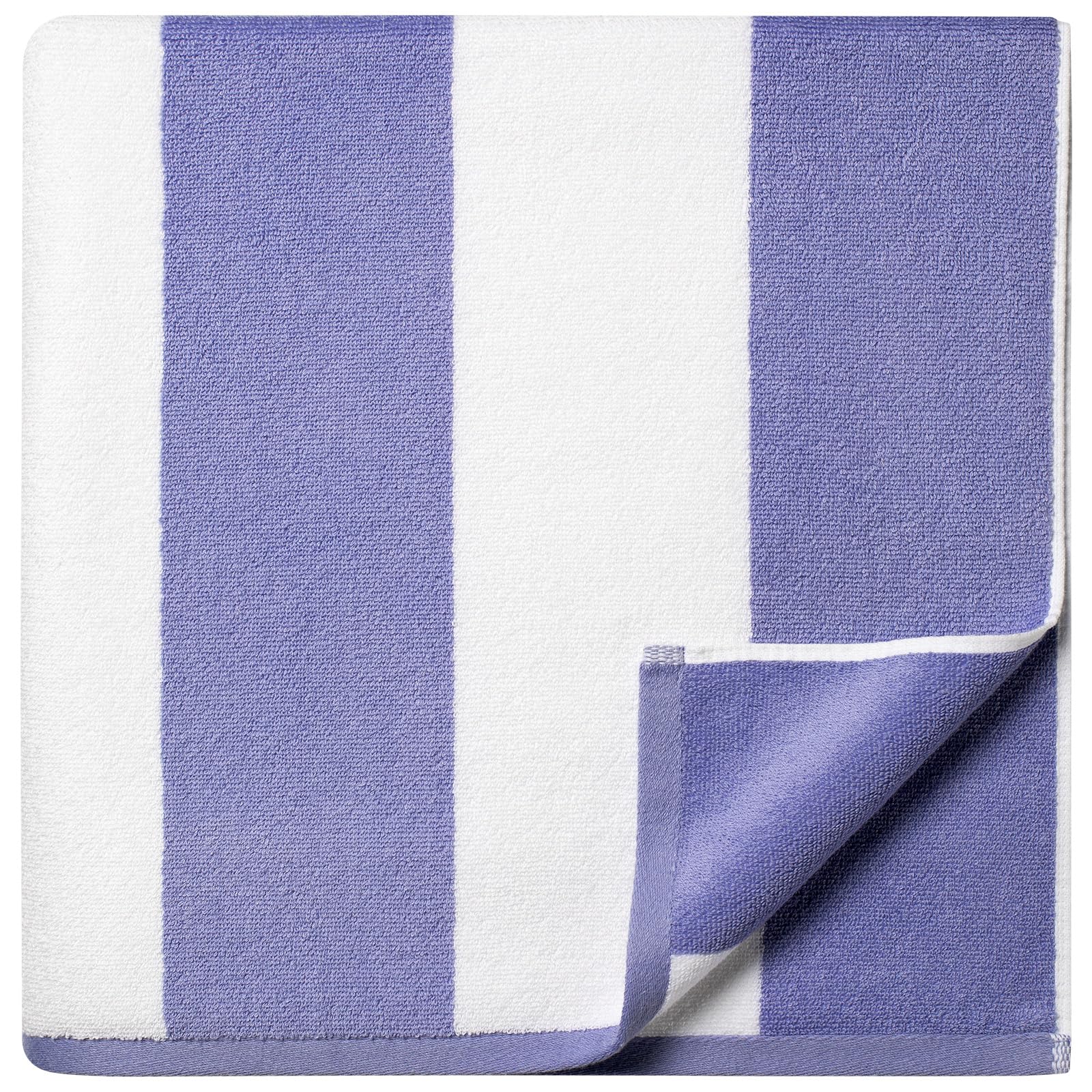 WEDPLAN Cotton Oversized Beach Towel - 40 x70 Inch Extra Large Striped Pool Towel, Big Soft Terry Cloth Blue Cabana Swim Towel