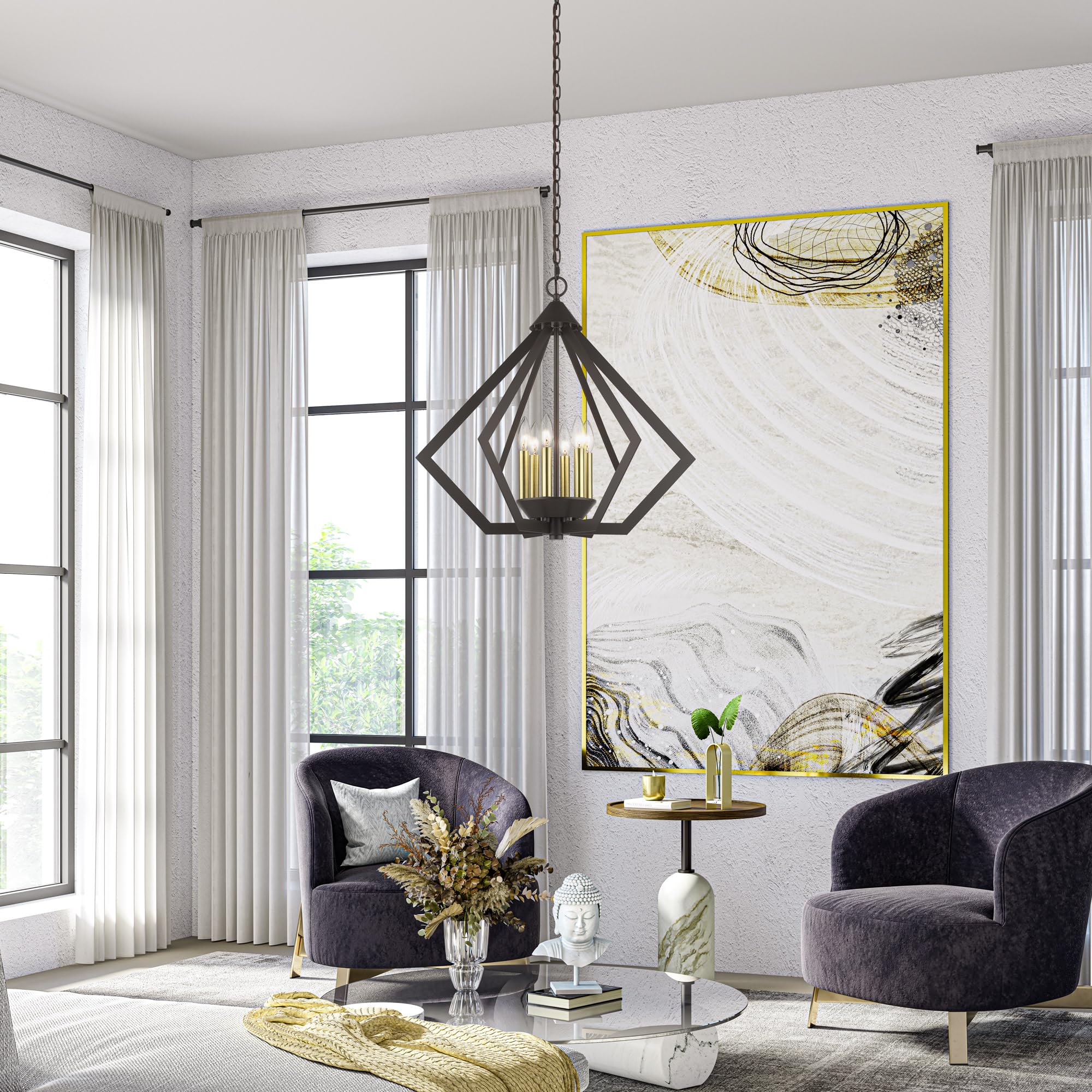 chandelierデスク YYJLX Modern E26 Small Crystal Chandelier Semi Flush Mount Ceiling