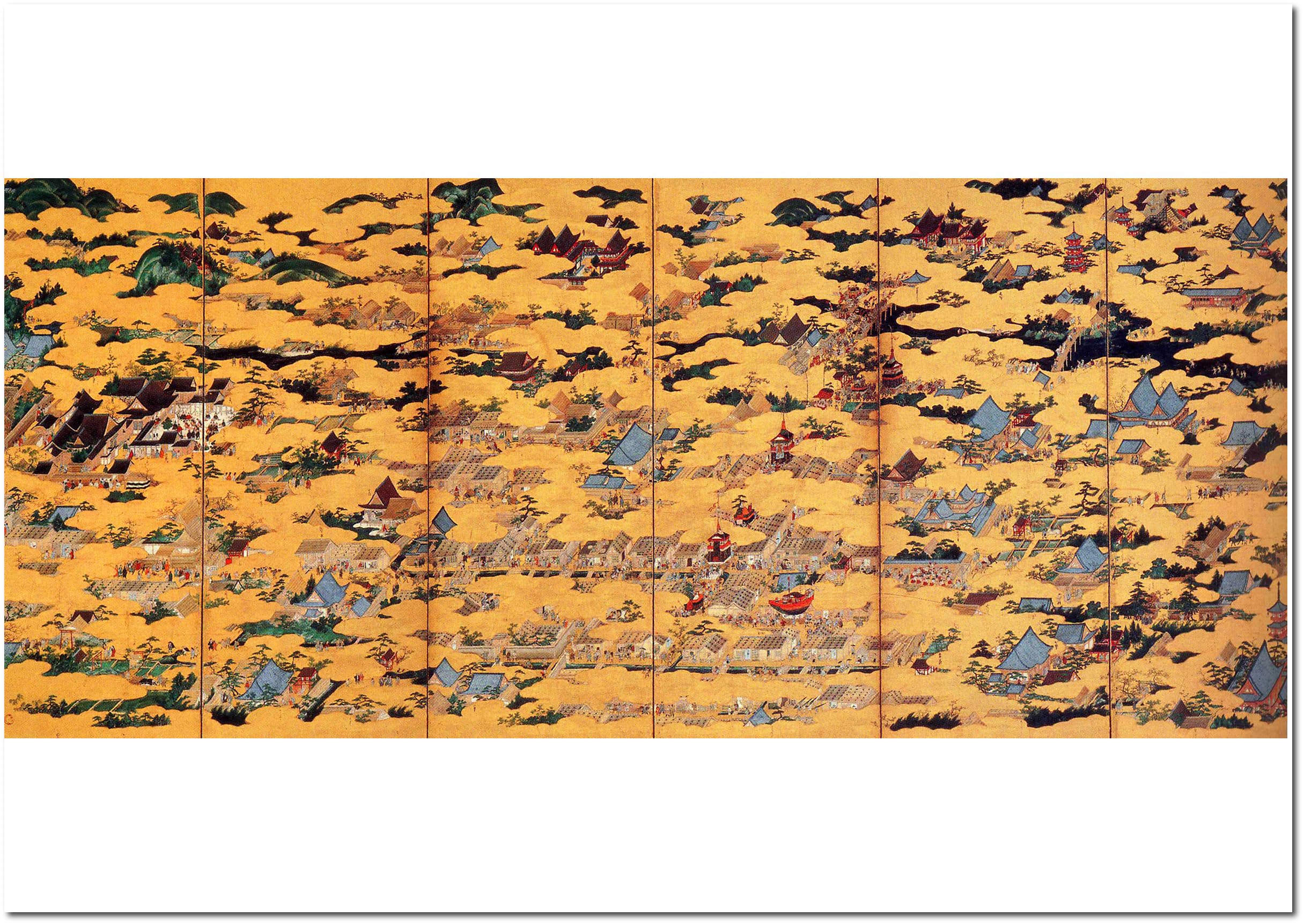 Amazon.co.jp: 狩野永徳_洛中洛外図屏風-下京隻 A1(594㎜×841