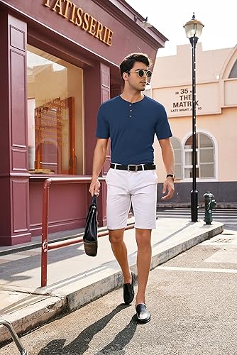 Miniatura 6 de COOFANDY Paquete de 3 camisetas Henley de manga corta para hombre, camisetas básicas casuales de verano, camisetas lisas con bolsillo