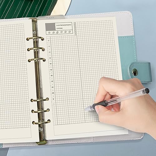 Miniatura 116 de Recambio de planificador A5 negro en blanco, insertos de planificador A5, repuesto de carpeta de 6 anillas, papel negro para carpeta recargable En