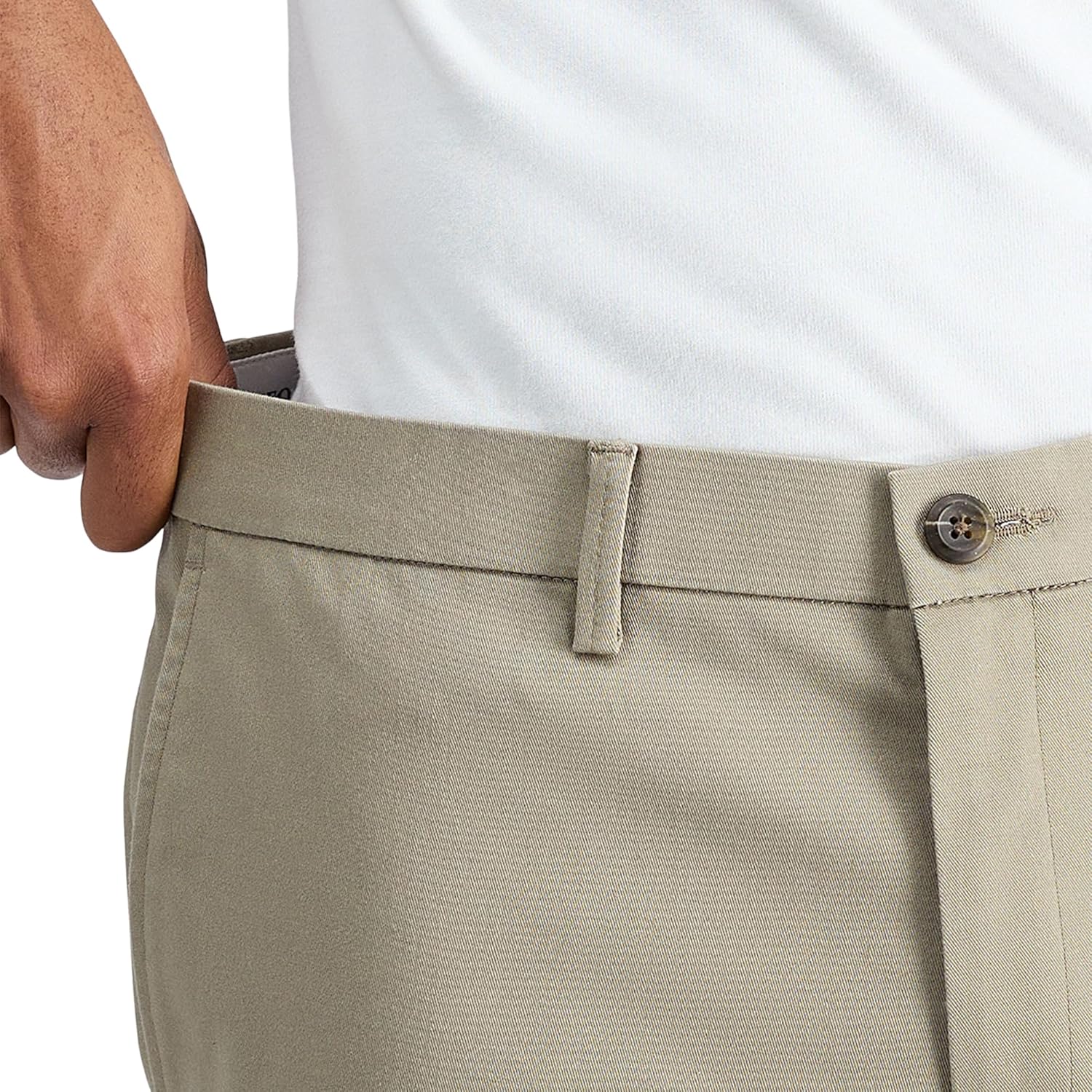 Haggar Mens Haggar Men's Wrinkle Free Performance Khaki Slim Fit Flat Front Pant - Image 4