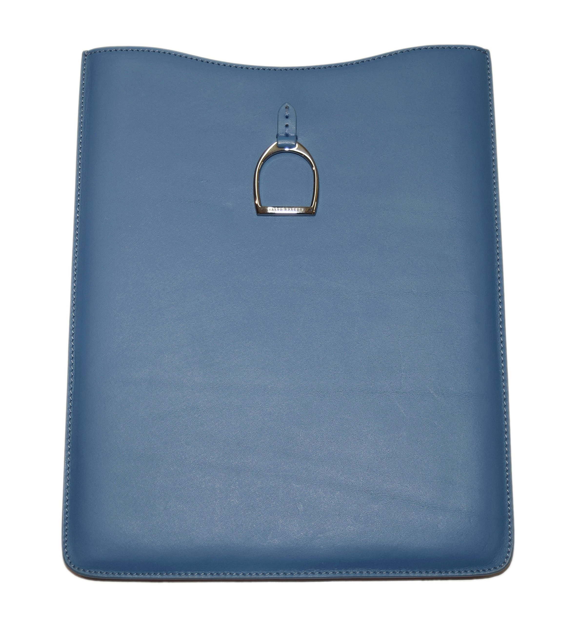 Polo Purple Label Collection Leather Equestrian Tablet Sleeve Slim Case Pouch Blue Italy $395