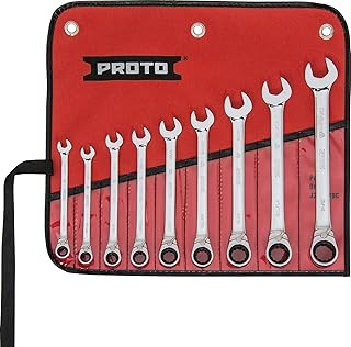 Stanley Proto Industrial JSCVT-9S Full Polish 12 Point Reverse Ratchet Wrench 9 Piece, 9/32-3/4