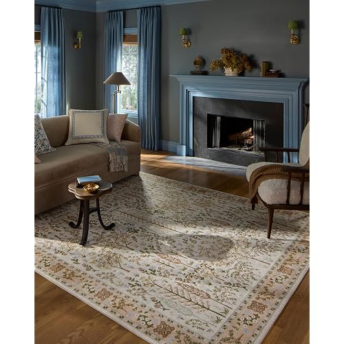 Loloi Rifle Paper Co Canopy Cream 6'-0" x 9'-0" Area Rug | CNP-01 Printed Approx. 6x9 Ivory / White Living room Dining room Bedroom, Whimsical, Charming, Floral, Area Rug