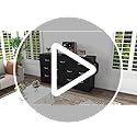 DWVO Farmhouse 7 Drawer Dresser for Bedroom, 31.5 Inch Tall Modern Dresser TV Stand with Large Drawers & Bar Handles, Storage Dressers with Power Outlets, Rustic Wood Chest of Drawers, Black