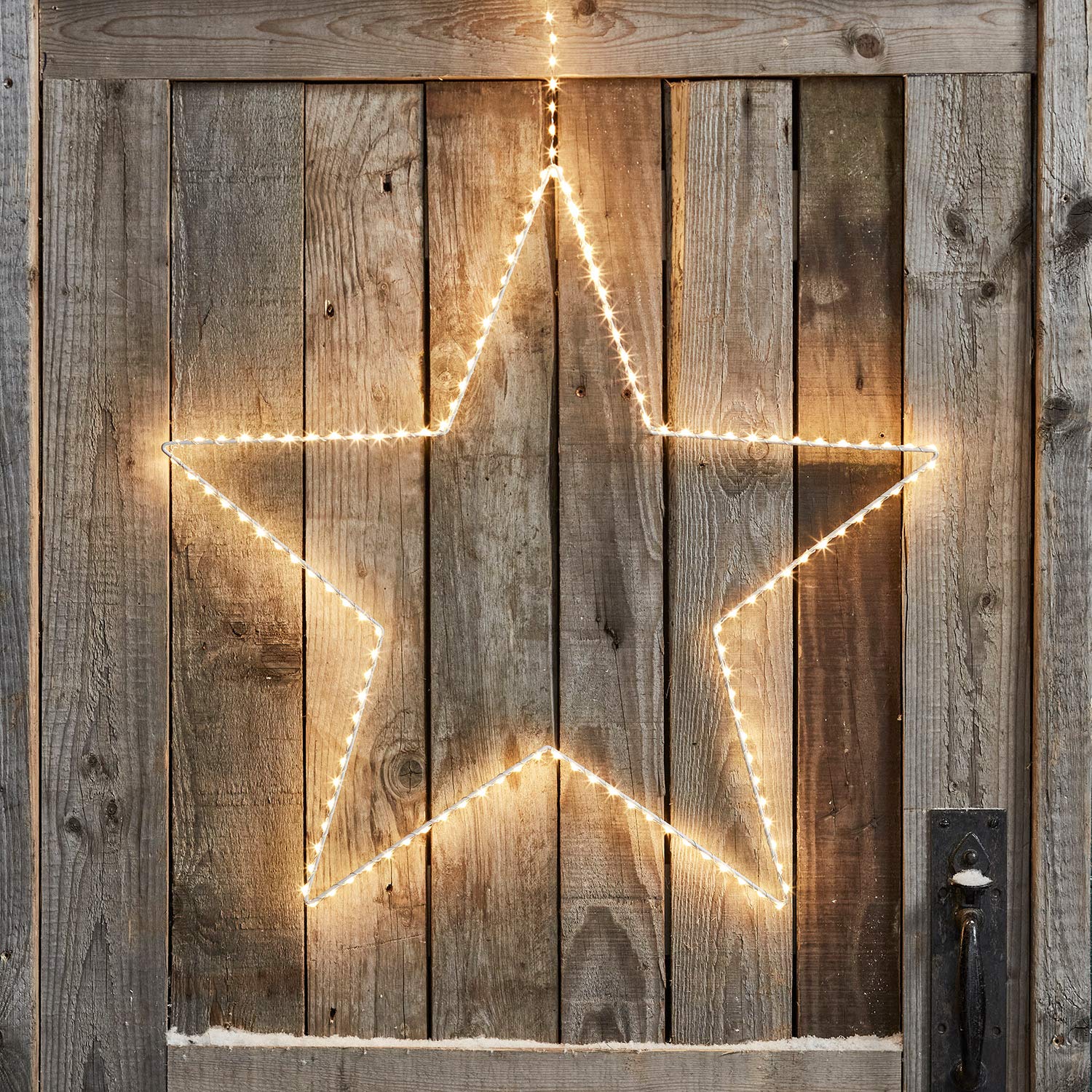 Lights4fun Déco Étoile Lumineuse de Noël de 58cm pour Suspension avec 176 LED Blanc Chaud pour Extérieur